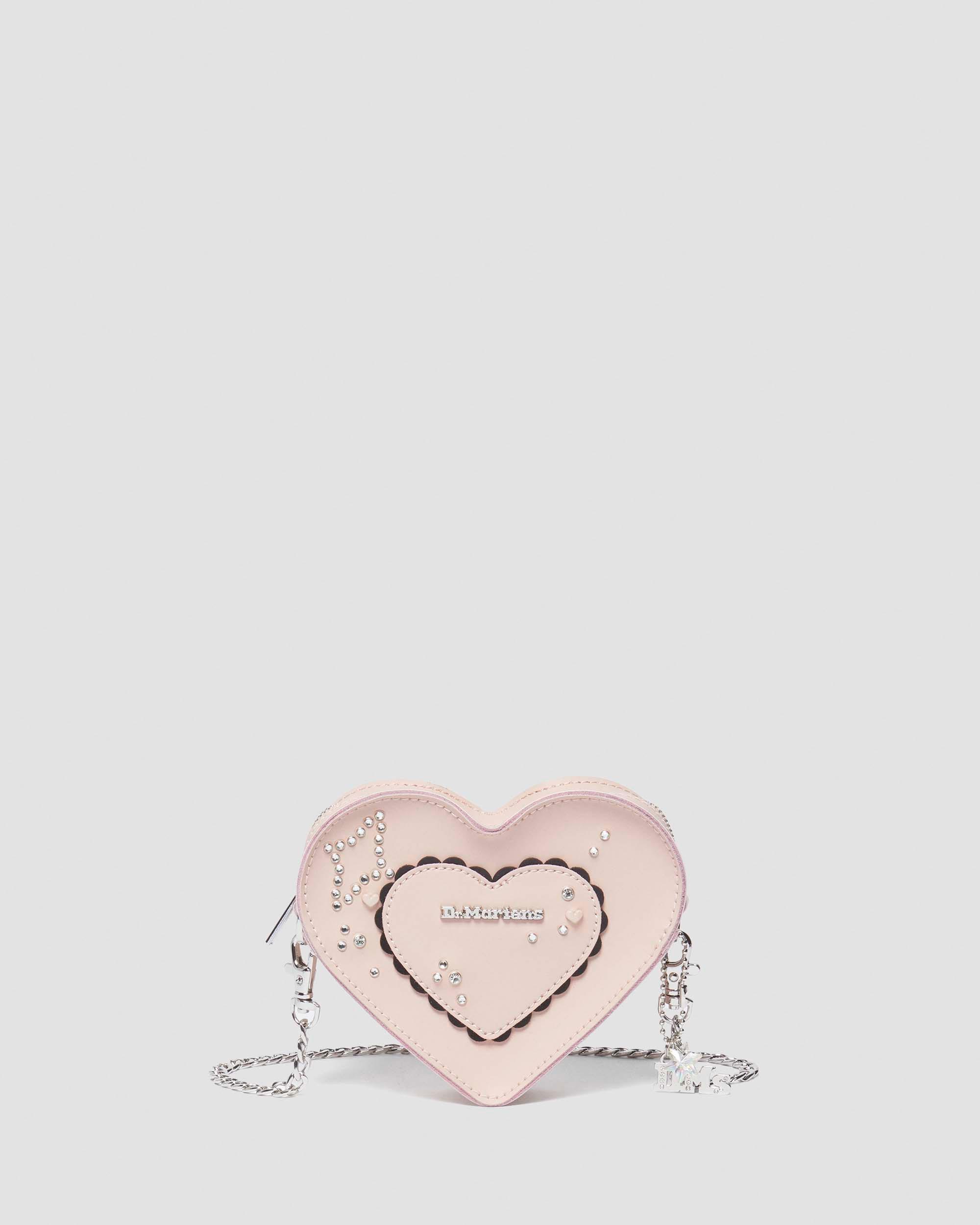 Micro Heart Kiev Leather Bag in Powder Pink+Black