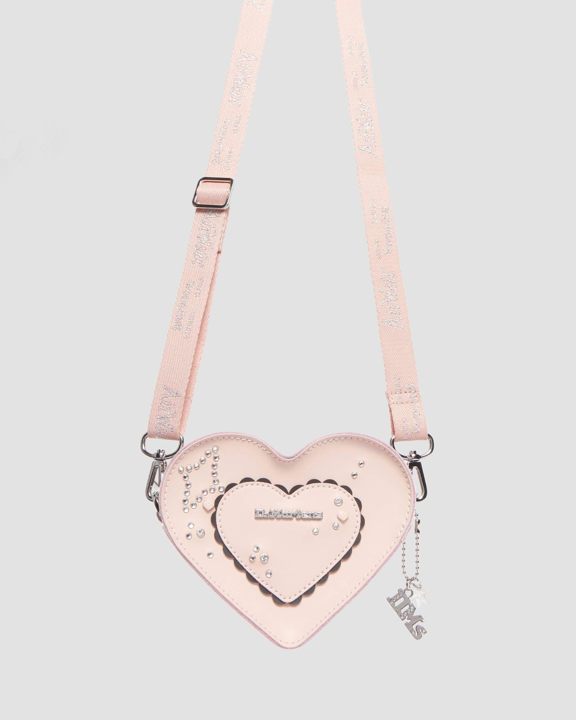 Micro Heart Kiev Leather Bag in Powder Pink+Black