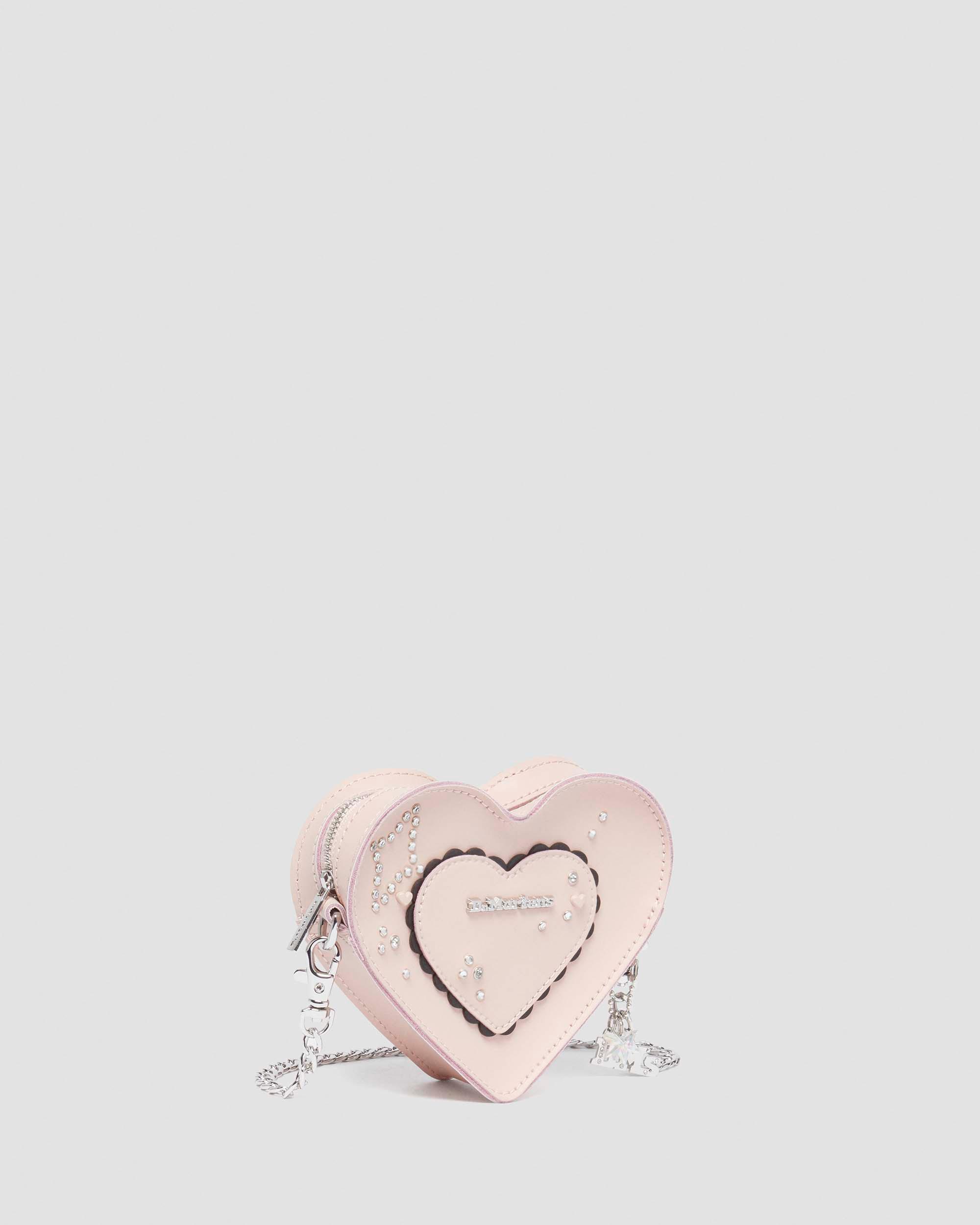 Micro Heart Kiev Leather Bag in Powder Pink+Black