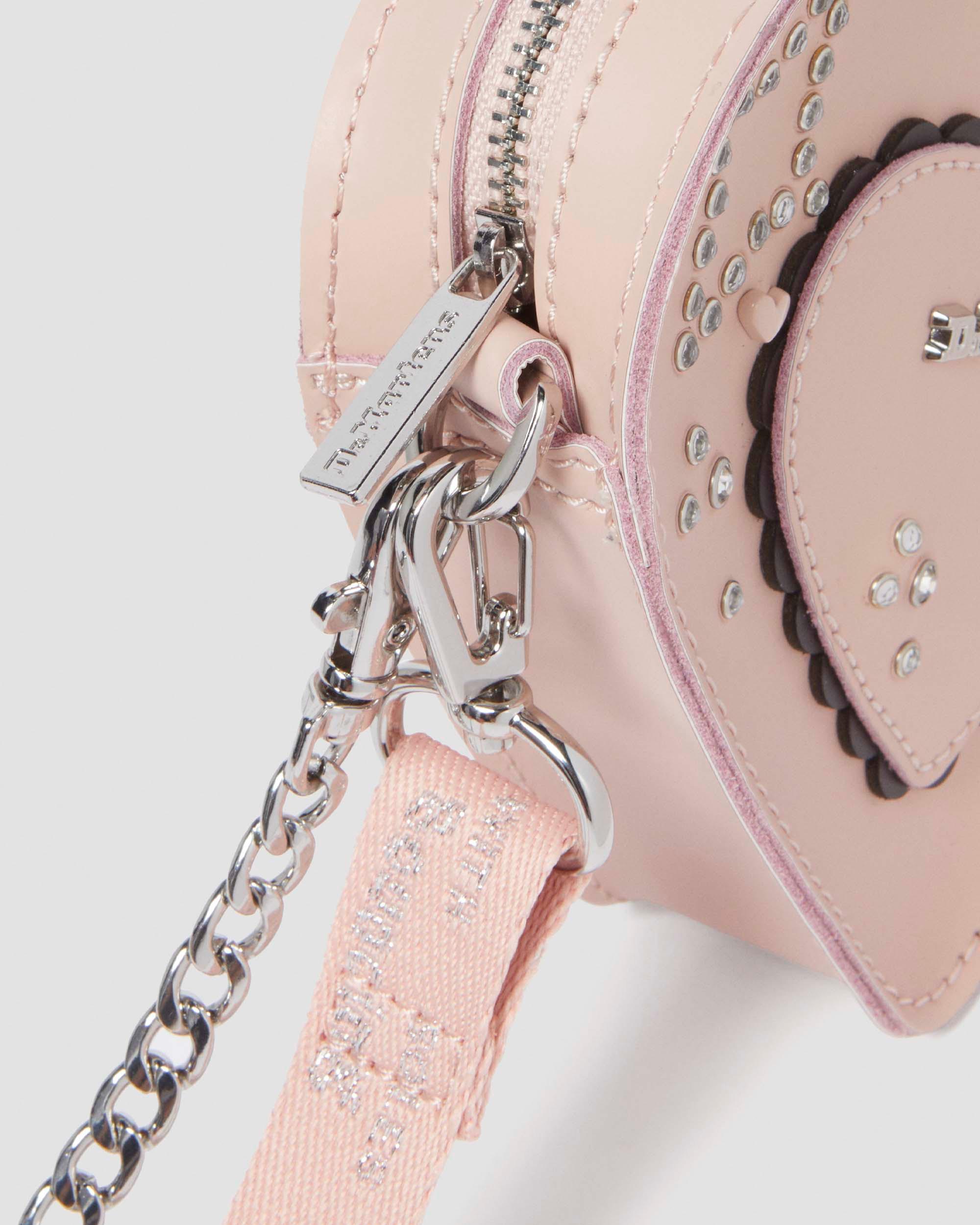 Micro Heart Kiev Leather Bag in Powder Pink+Black