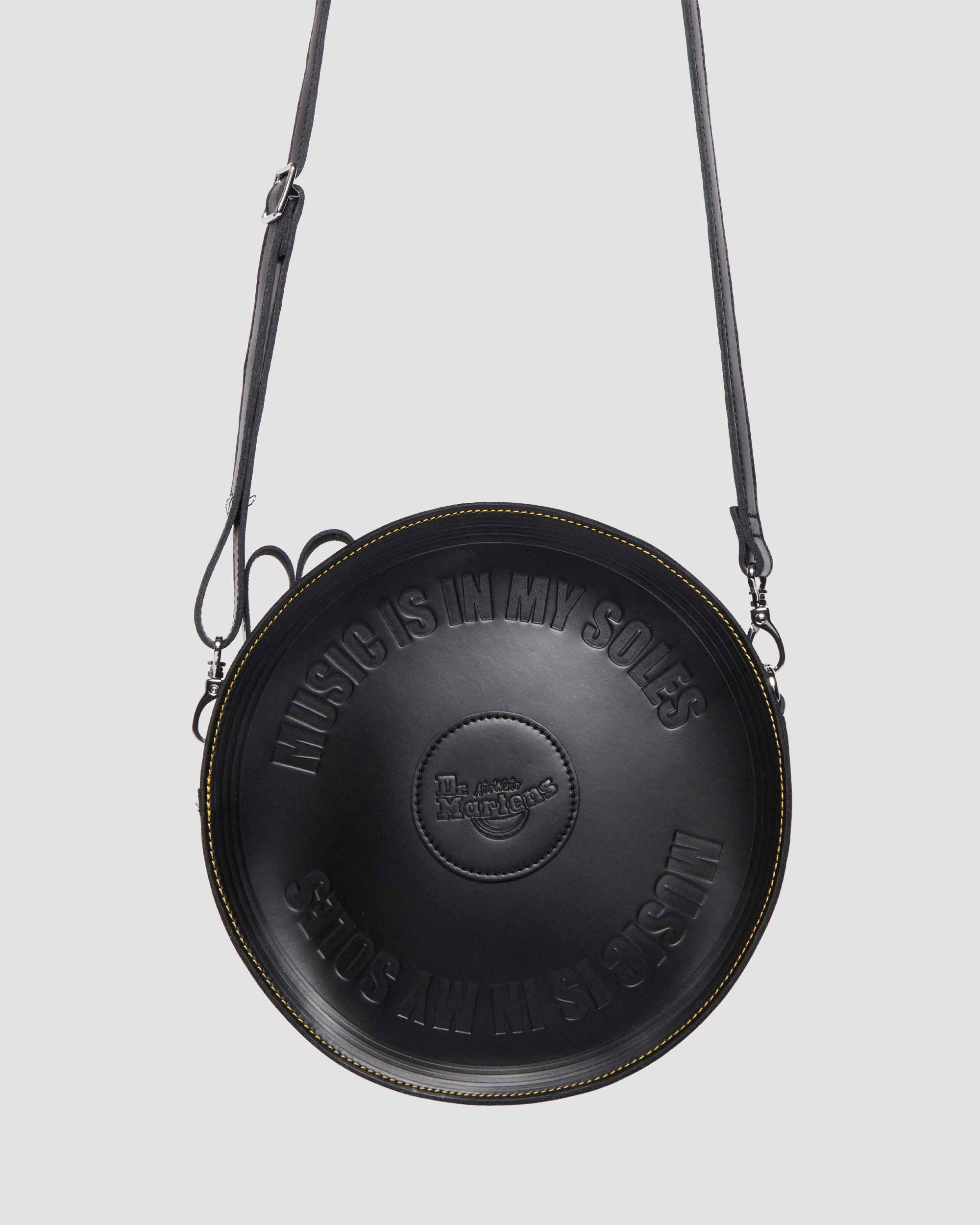 Kiev Leather Round Bag in Black