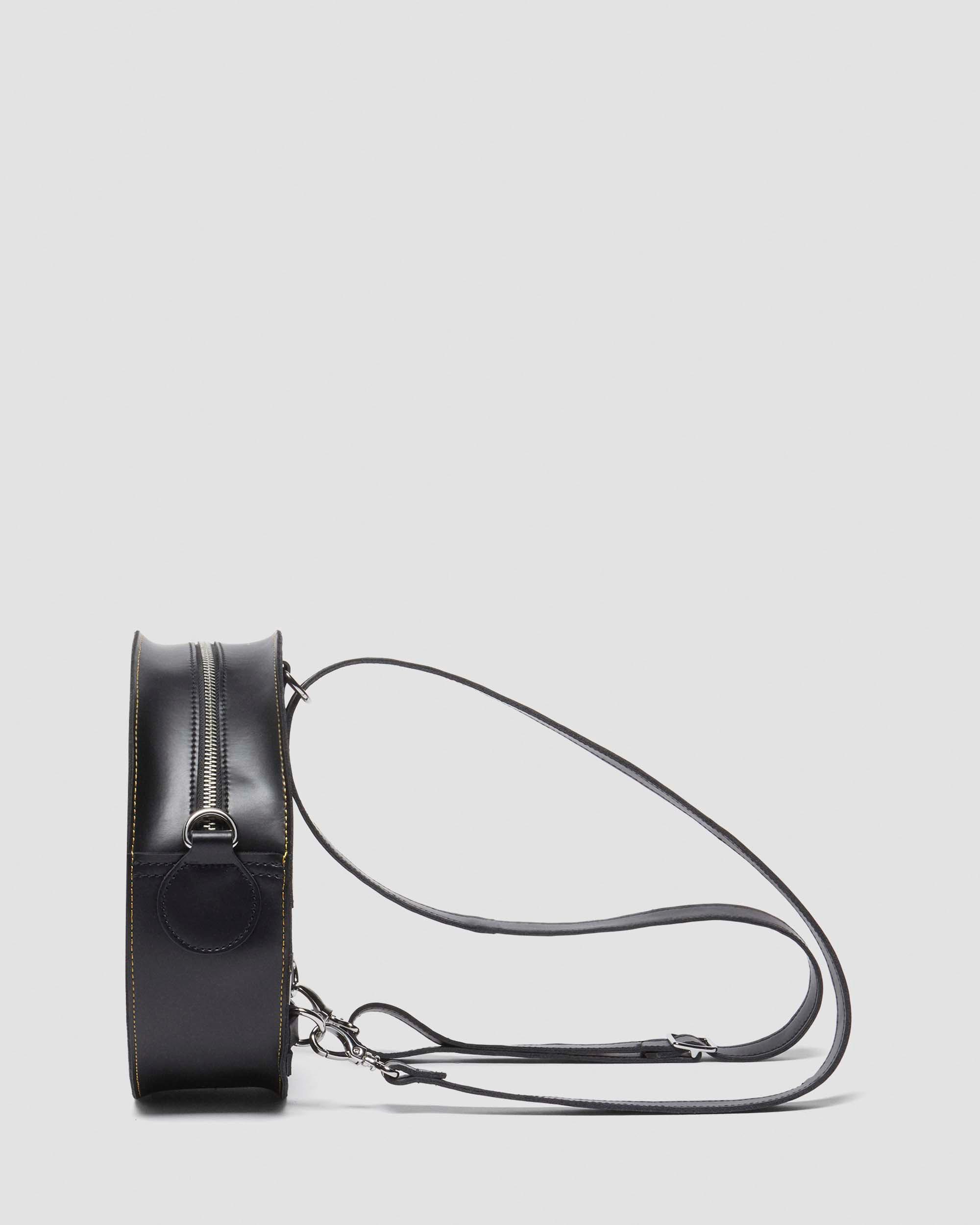 Kiev Leather Round Bag in Black