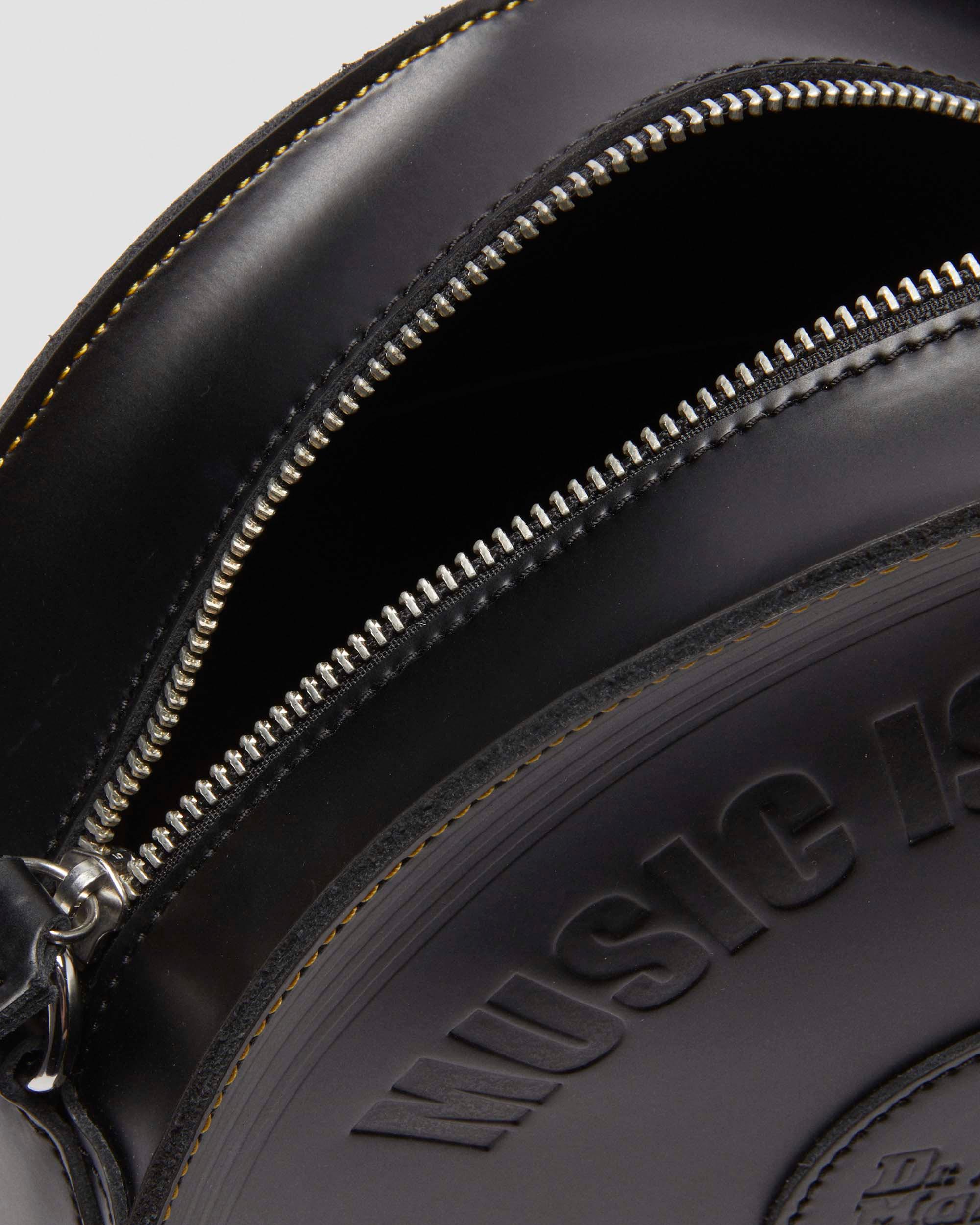 Kiev Leather Round Bag in Black