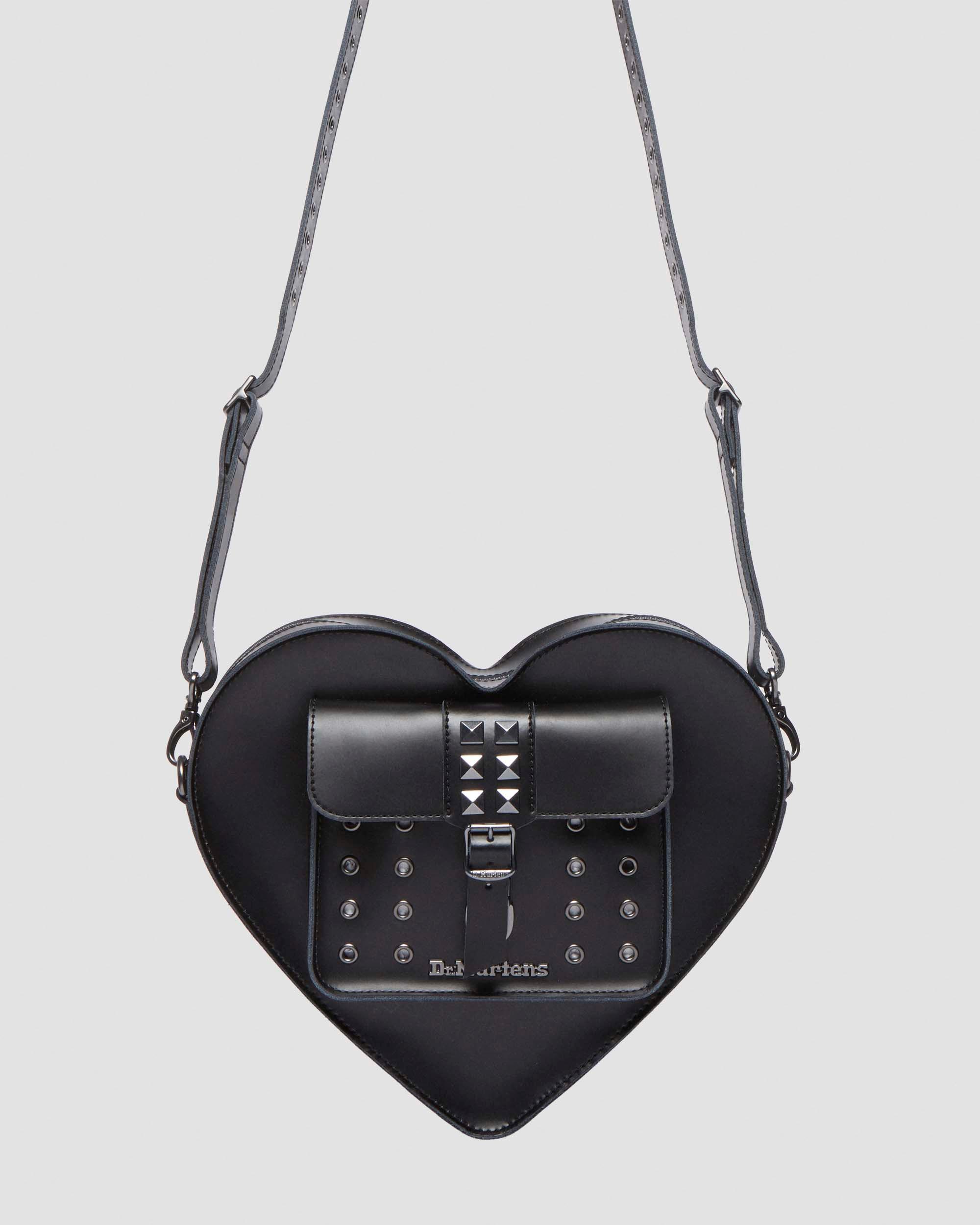 Kiev Leather Hardware Heart Shaped Bag in Black | Dr. Martens