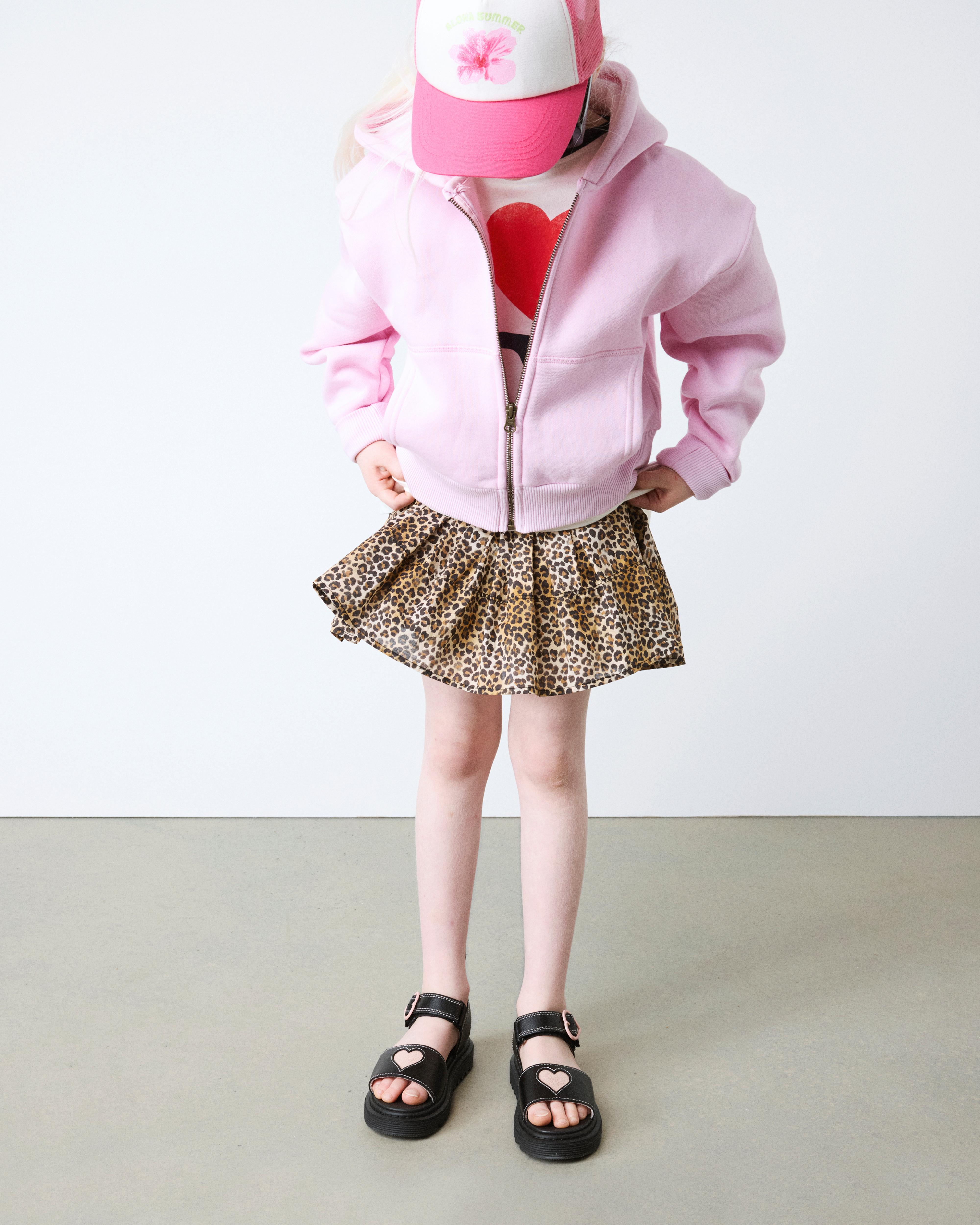 Sandales Marlow Hearts en cuir Junior in Noir+Rose Poudré