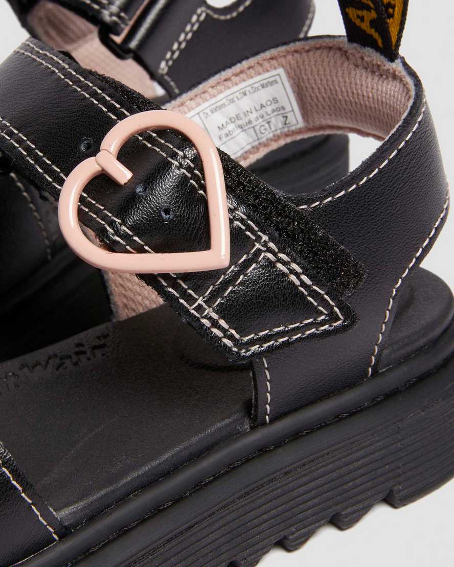Dr. Martens' Junior Marlow Hearts Leather Sandals In Pink