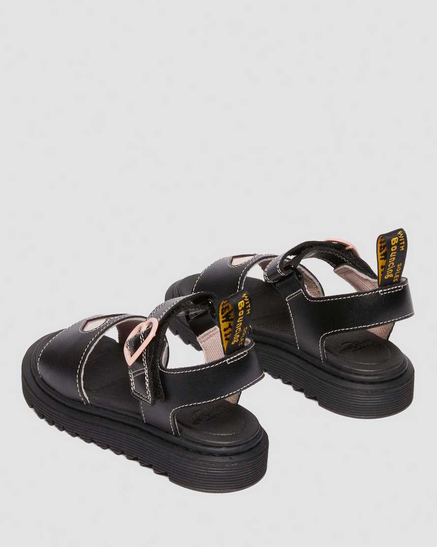 Dr. Martens' Junior Marlow Hearts Leather Sandals In Pink