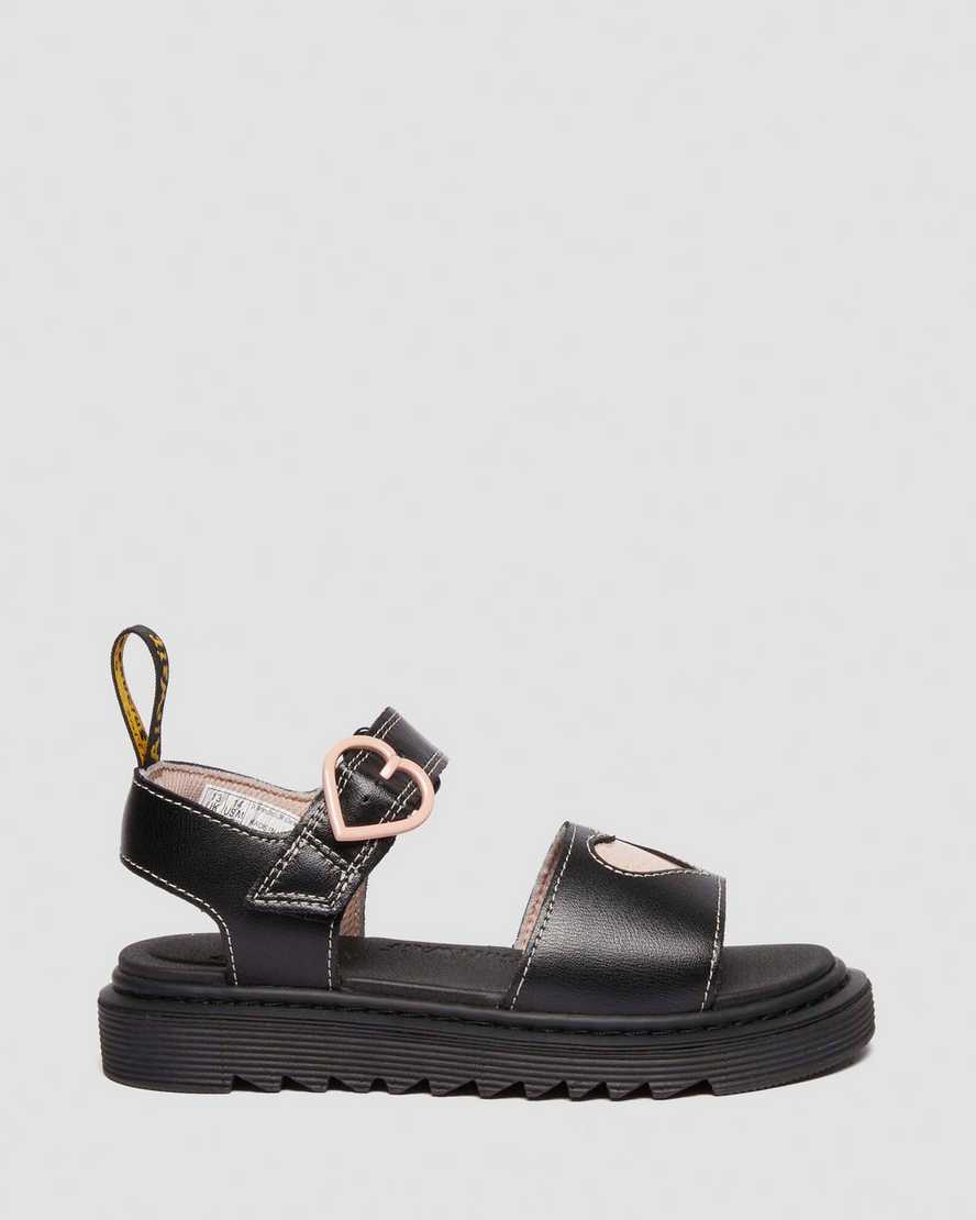 Dr. Martens' Junior Marlow Hearts Leather Sandals In Pink