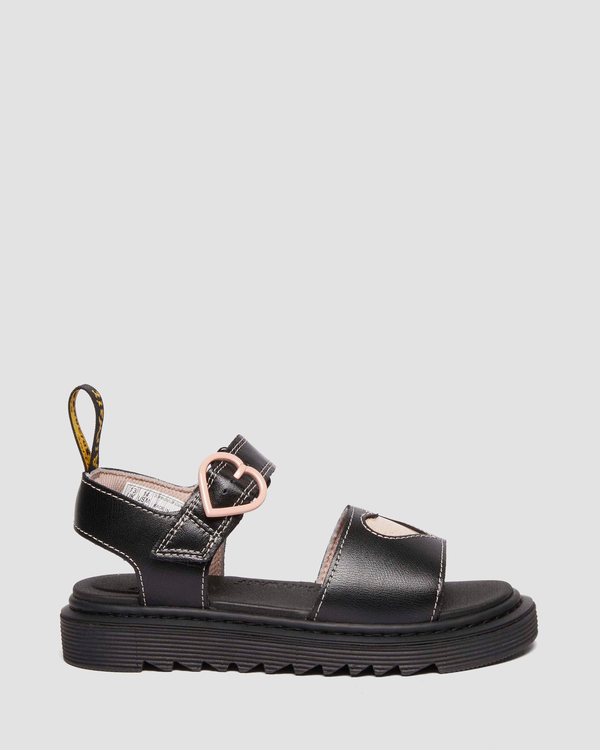 Sandales Marlow Hearts en cuir Junior in Noir+Rose Poudré