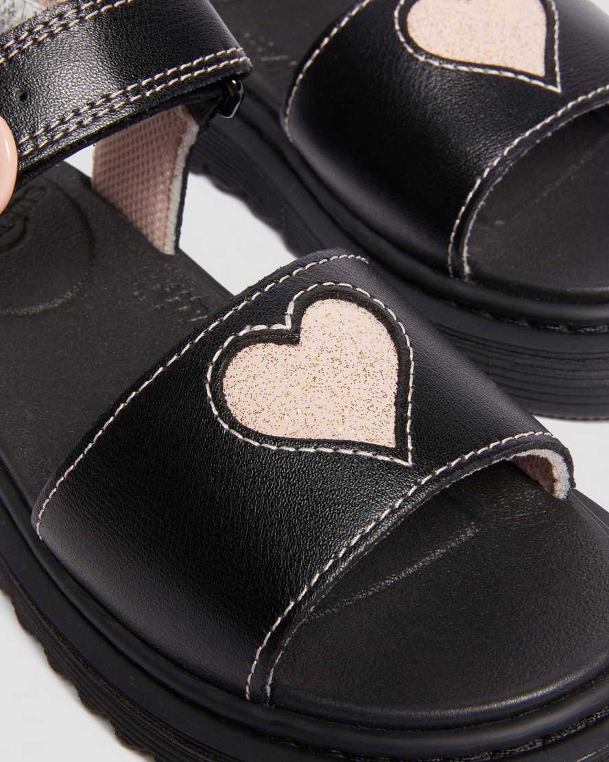 Dr. Martens' Junior Marlow Hearts Leather Sandals In Pink