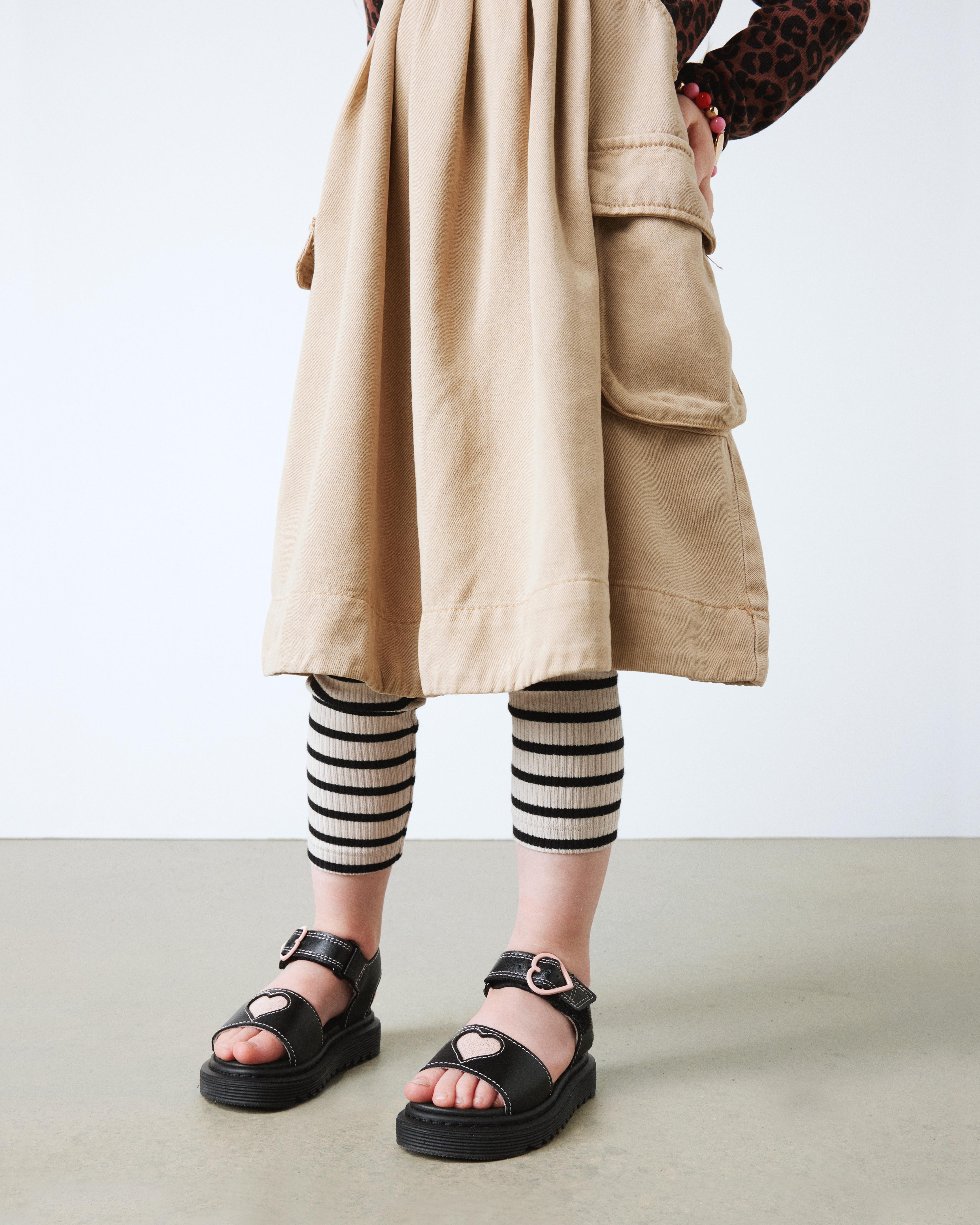 Peuter Marlow leren sandalen met hartjes in Zwart+Poederroze