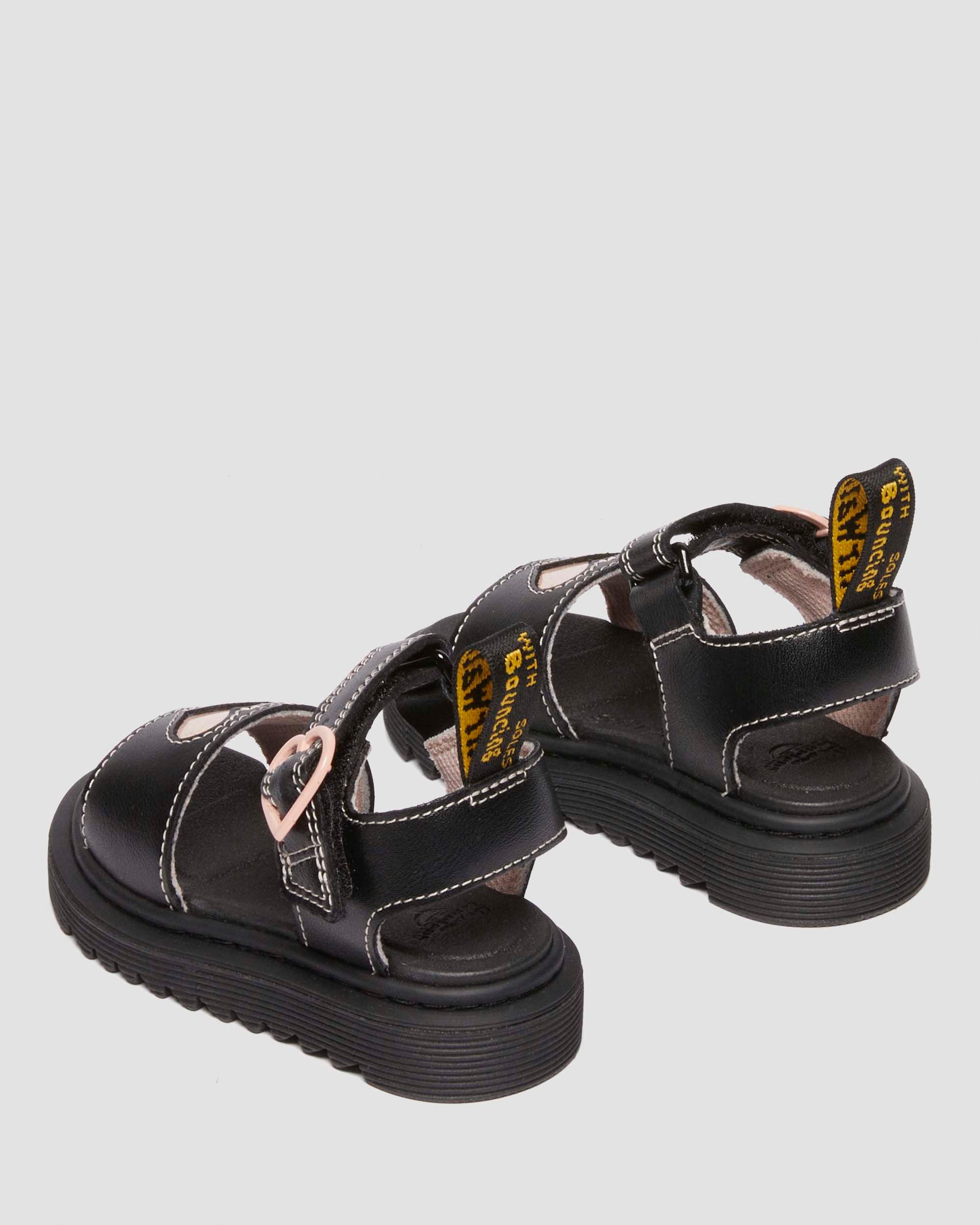 Peuter Marlow leren sandalen met hartjes in Zwart+Poederroze