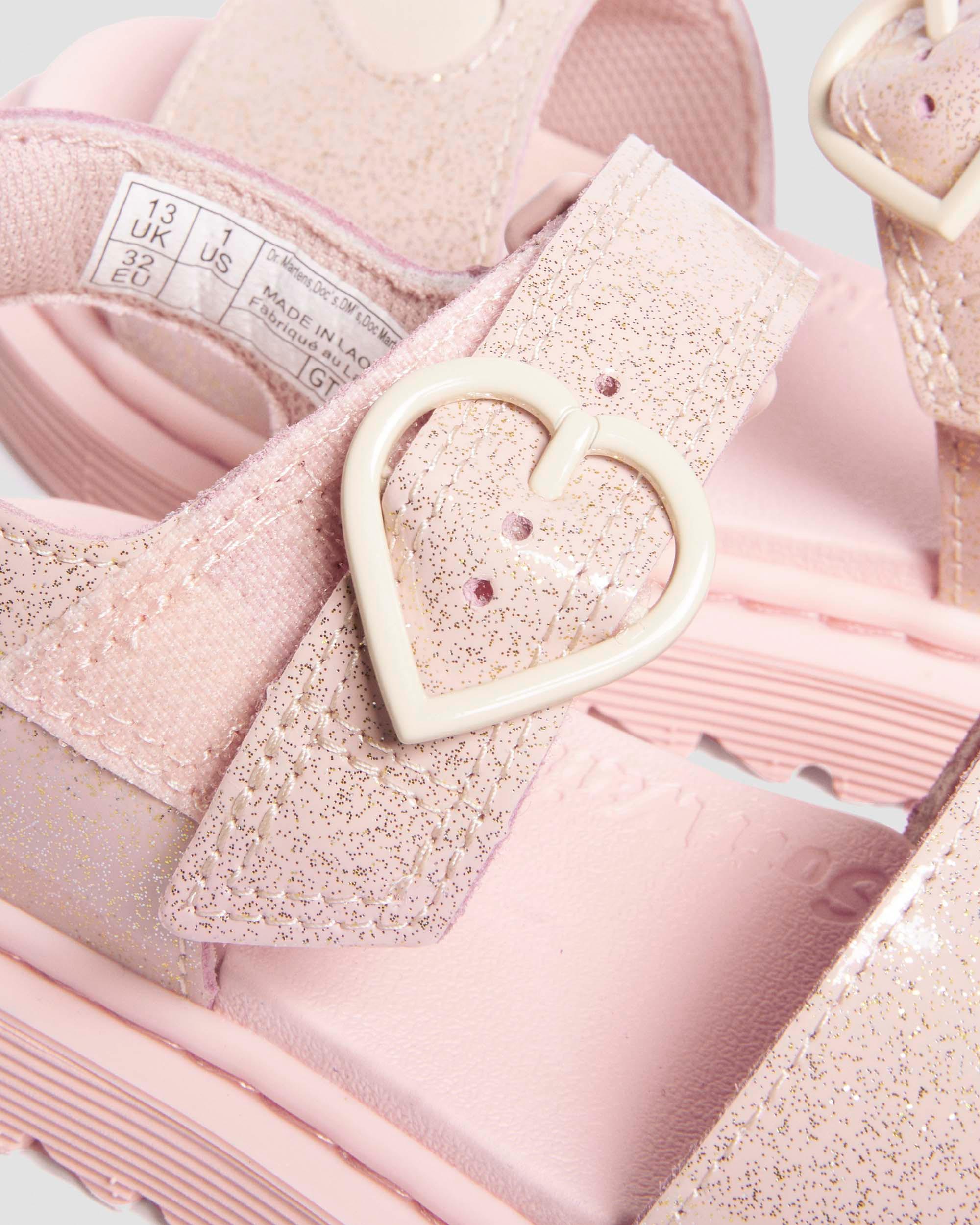 Junior Marlow Hearts Glitter Sandals in Powder Pink+Cloud Cream
