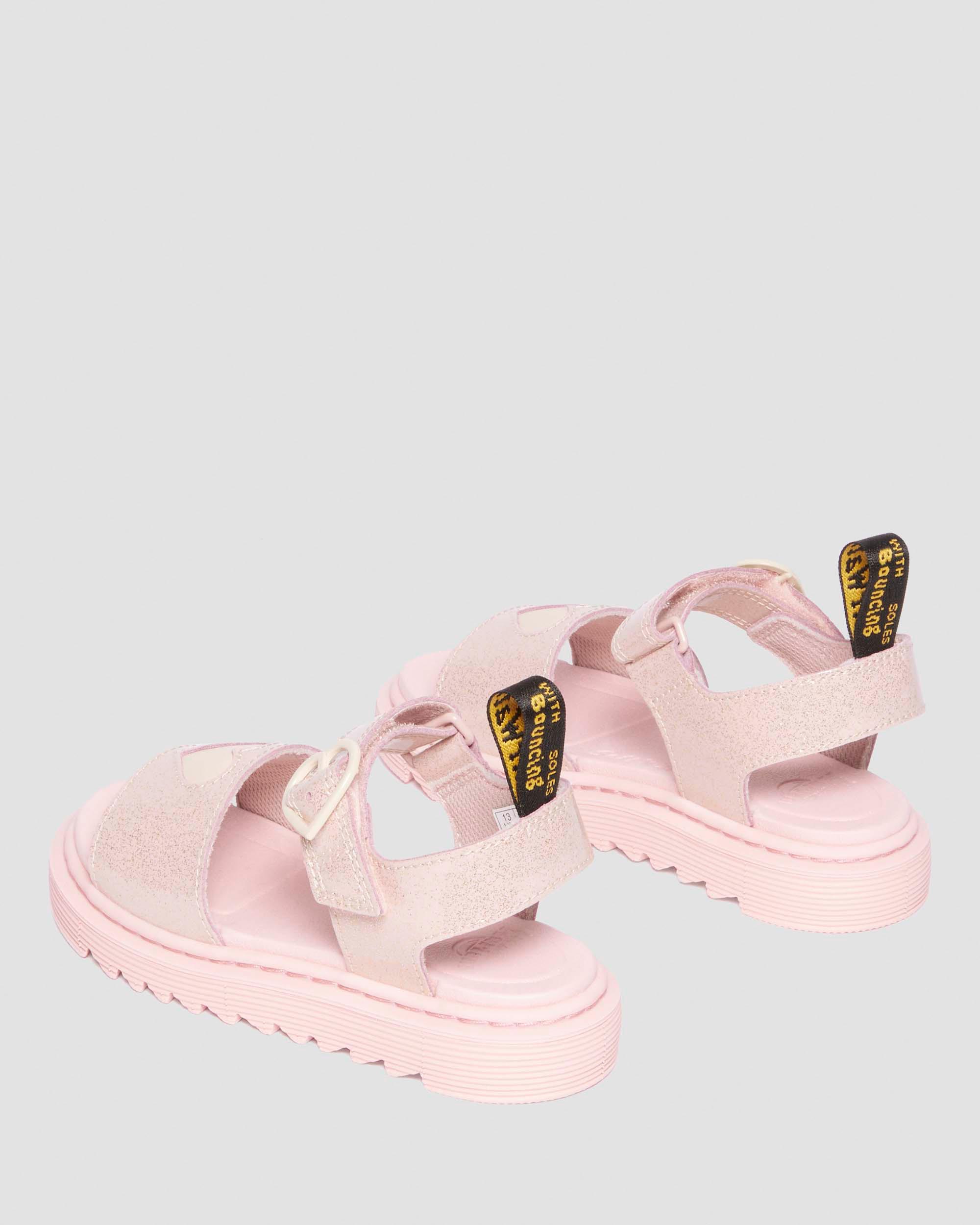 Junior Marlow Hearts Glitter Sandals in Powder Pink+Cloud Cream