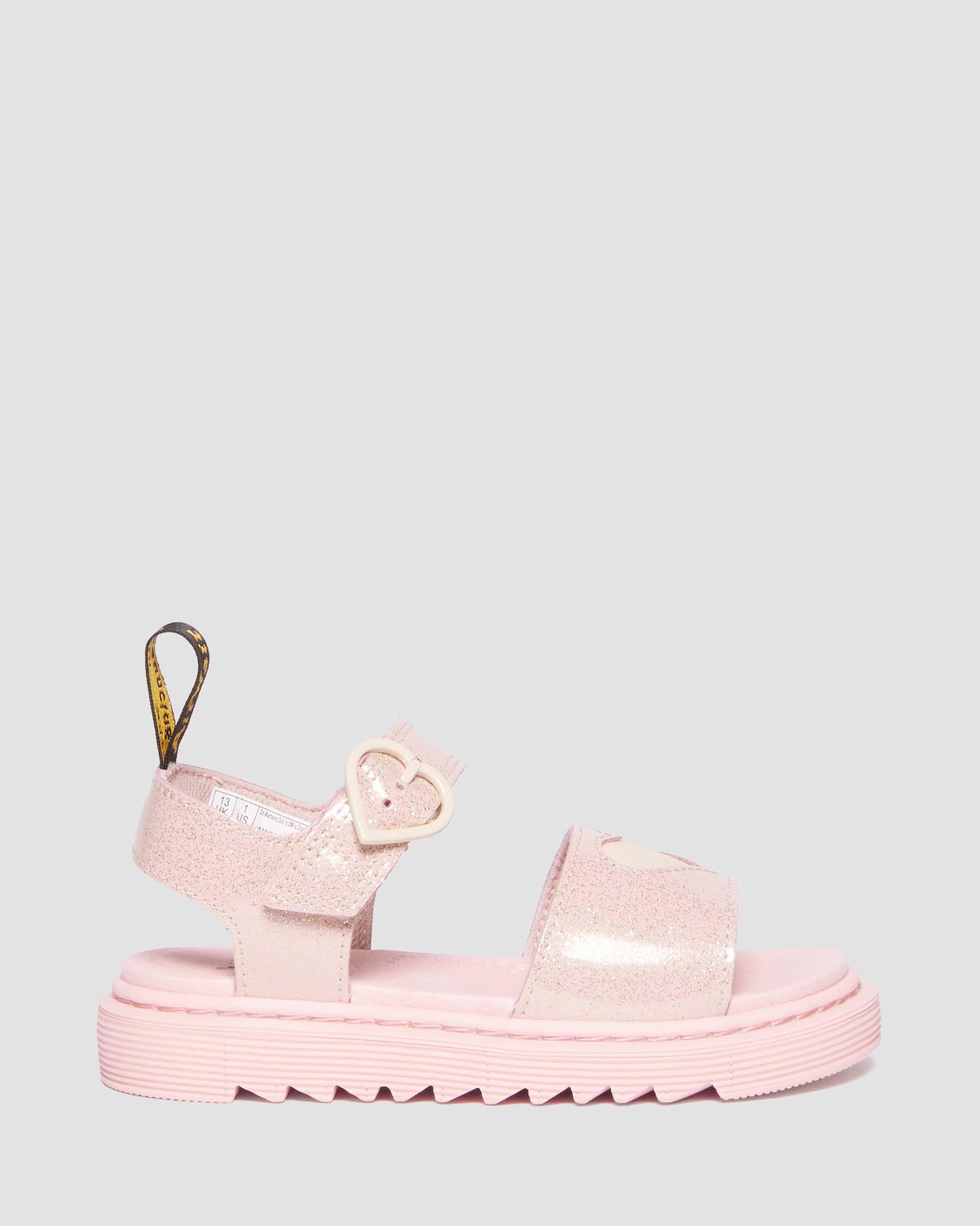 Junior Marlow Hearts Glitter Sandals in Powder Pink+Cloud Cream