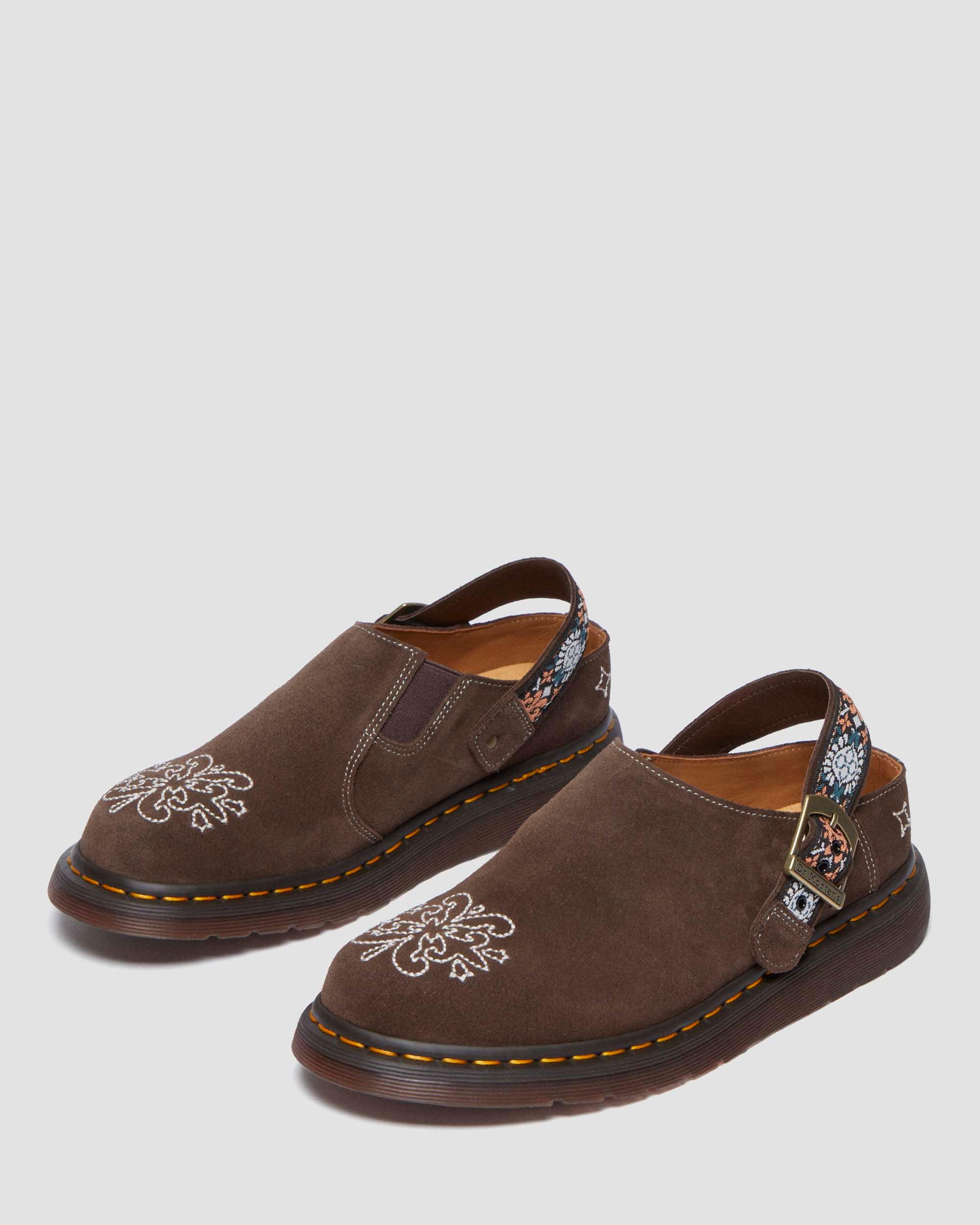 靴 Dr. Martens ISHAM Dark Brown UK8 27cm Isham suede and jacquard mules in BROWN | Dr. Martens™