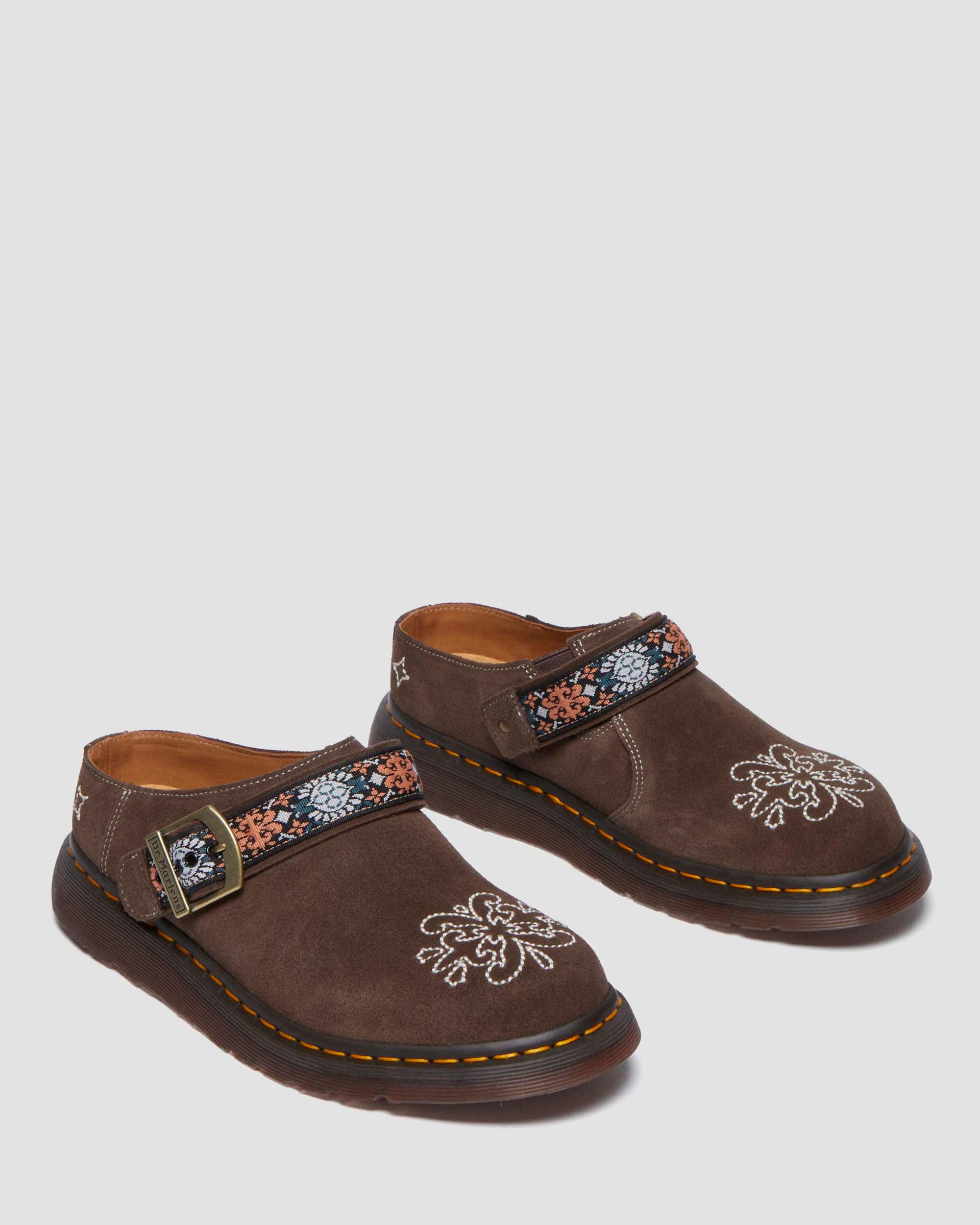 Isham suede and jacquard mules in Brown