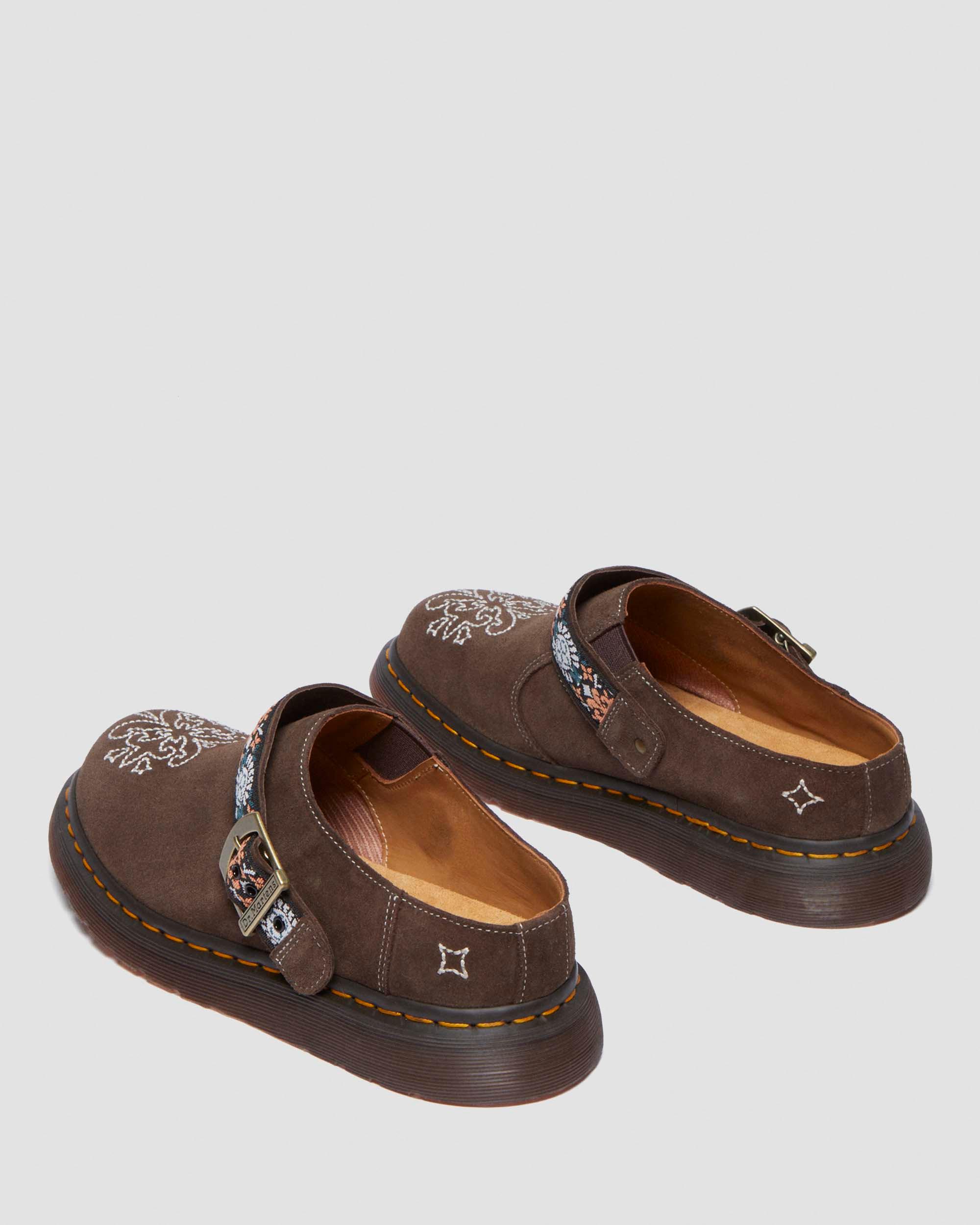 Isham suede and jacquard mules in BROWN | Dr. Martens™