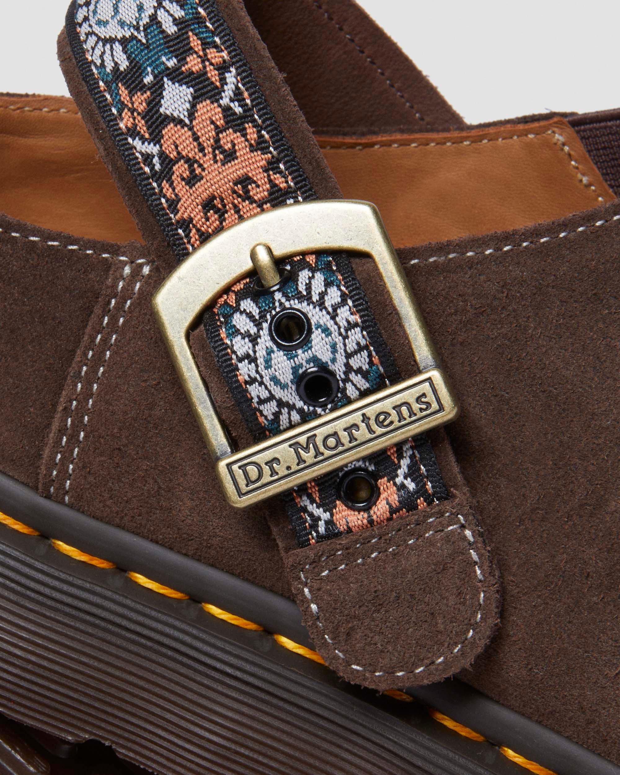 Isham suede and jacquard mules in BROWN | Dr. Martens™