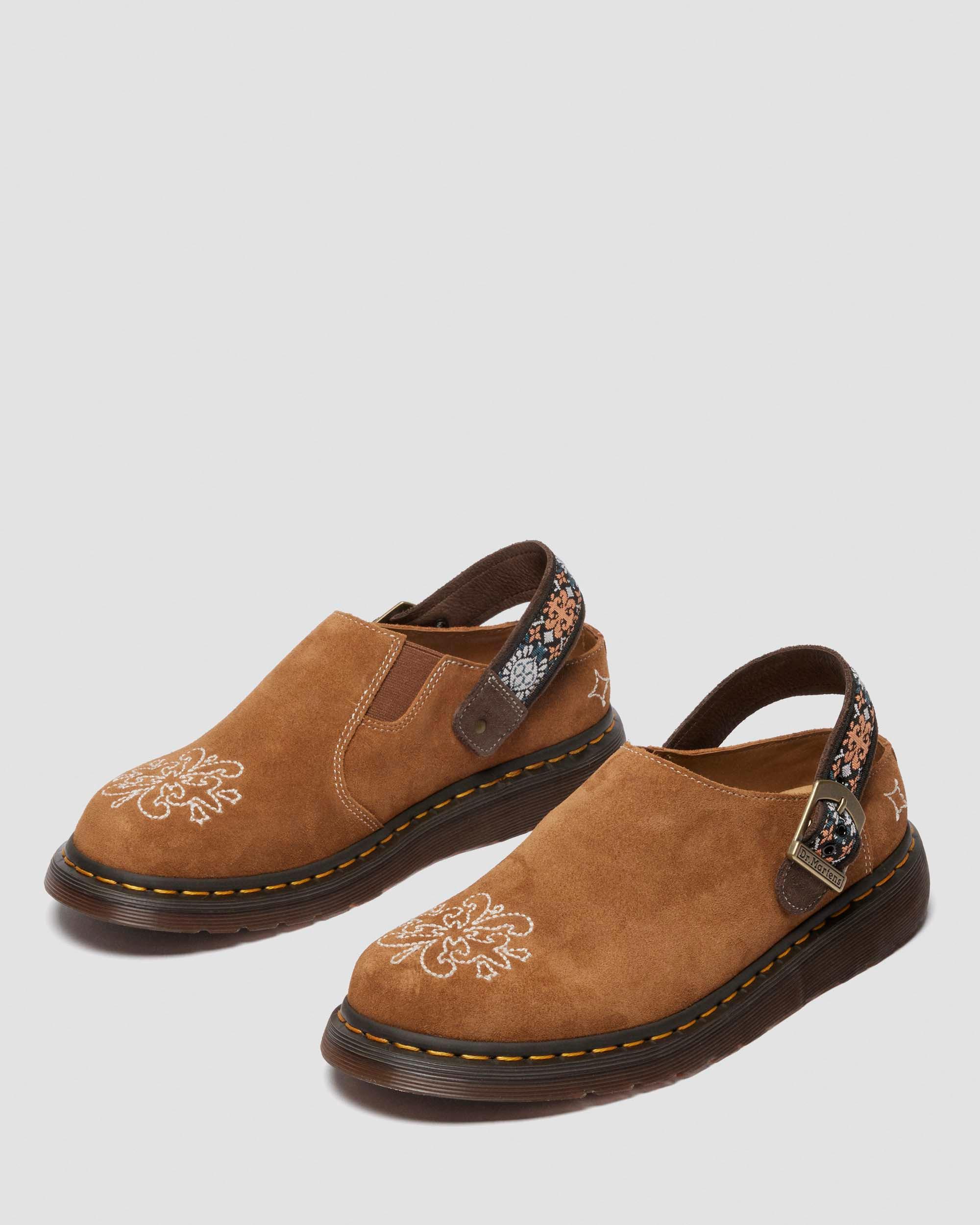 Isham suede and jacquard mules in NATURAL TAN | Dr. Martens™