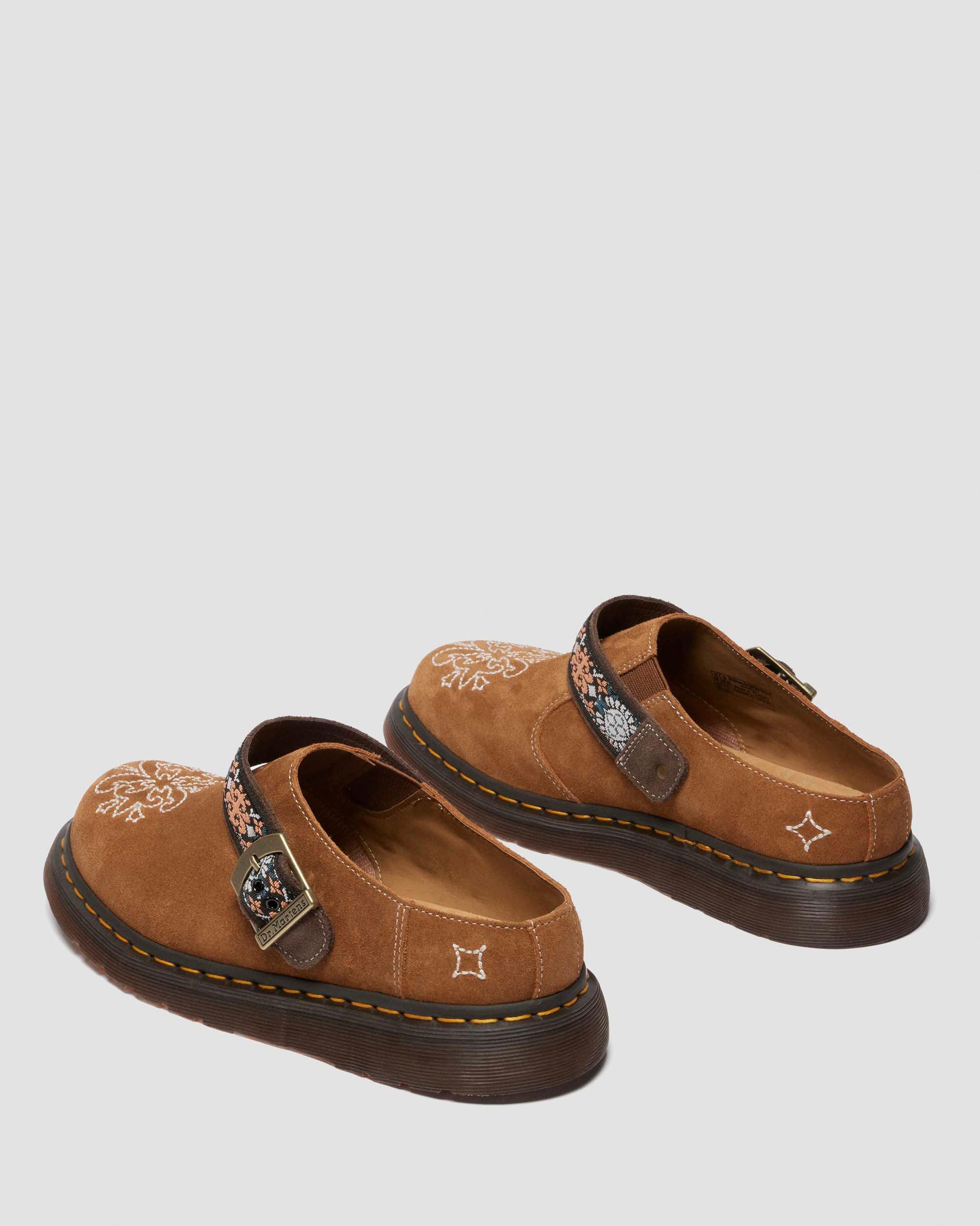 Isham suede and jacquard mules in Natural Tan