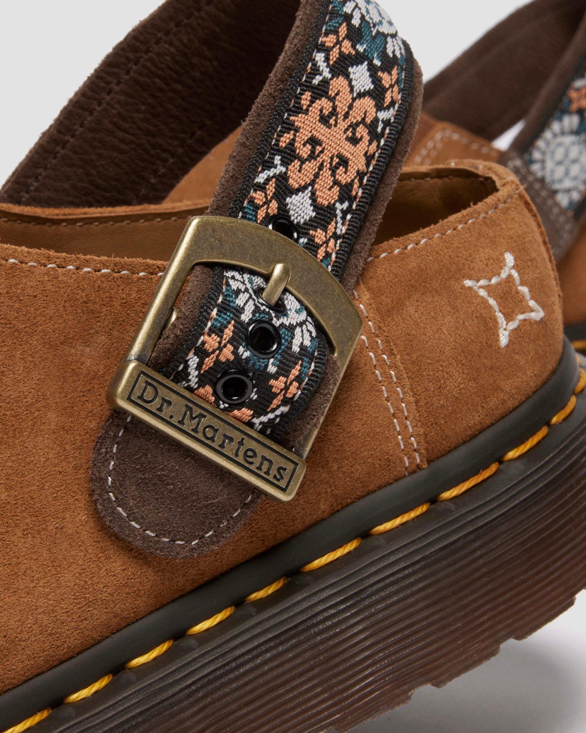 Isham suede and jacquard mules in Natural Tan