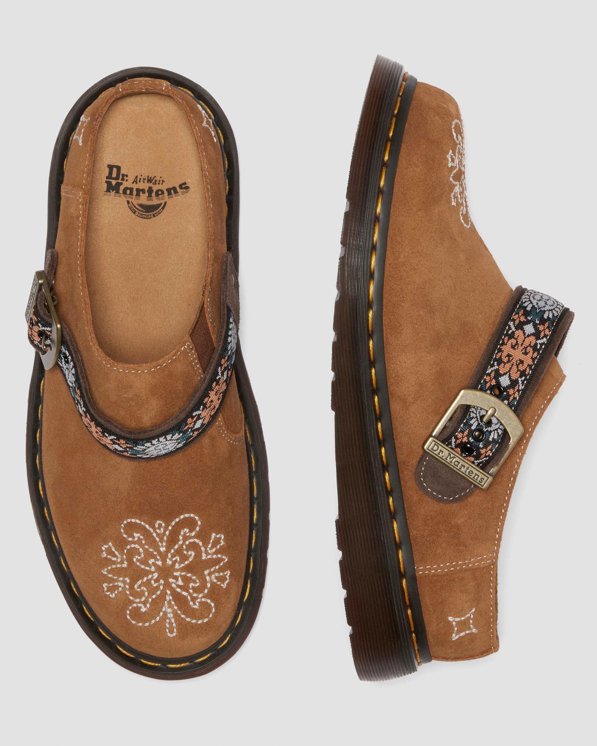 Isham suede and jacquard mules in Natural Tan