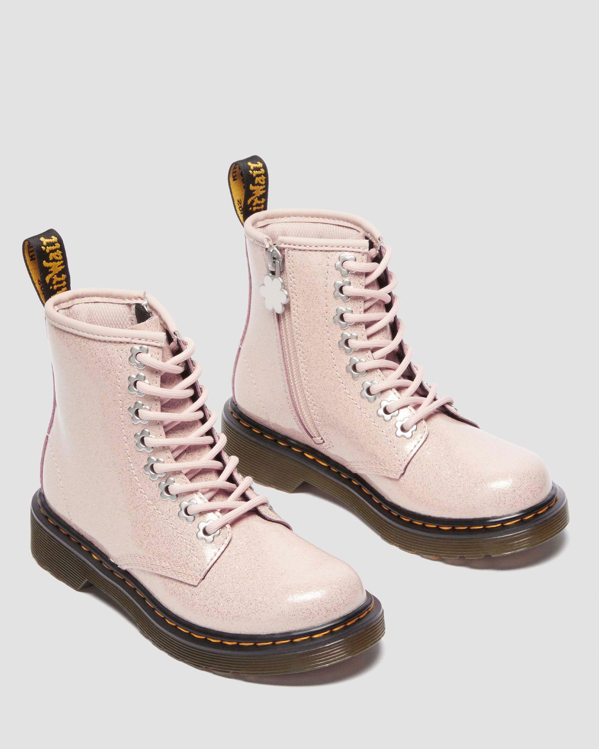 Junior 1460 Glitter Boots in Powder Pink