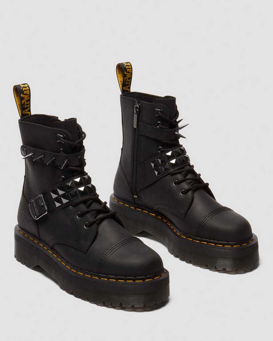 DR. MARTENS' JADON SPIKE LEDER PLATEAUSTIEFEL SCHUHE