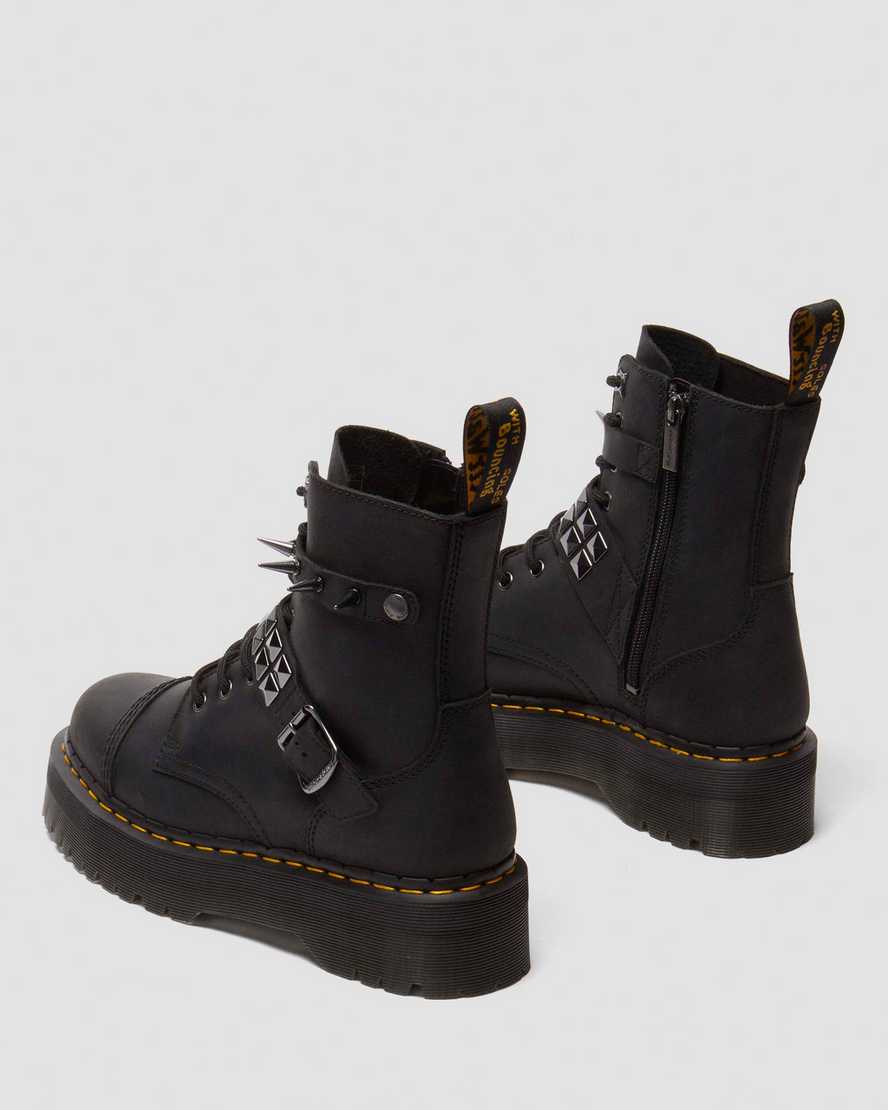 Shop Dr. Martens' Jadon Spike Leder Plateaustiefel Schuhe In Black
