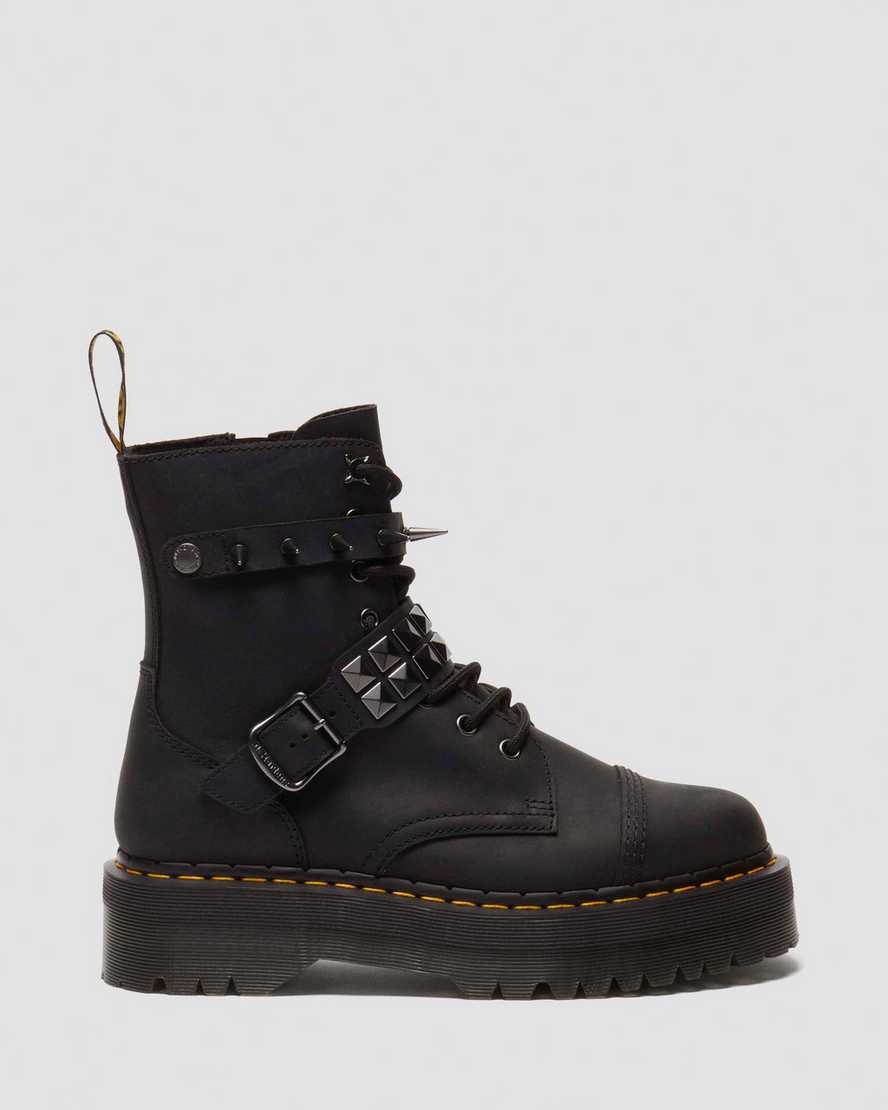 Shop Dr. Martens' Jadon Spike Leder Plateaustiefel Schuhe In Black