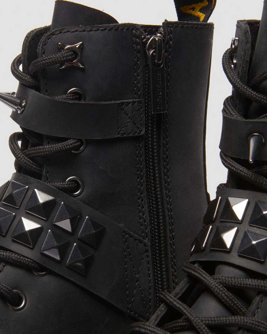 Shop Dr. Martens' Jadon Spike Leder Plateaustiefel Schuhe In Black