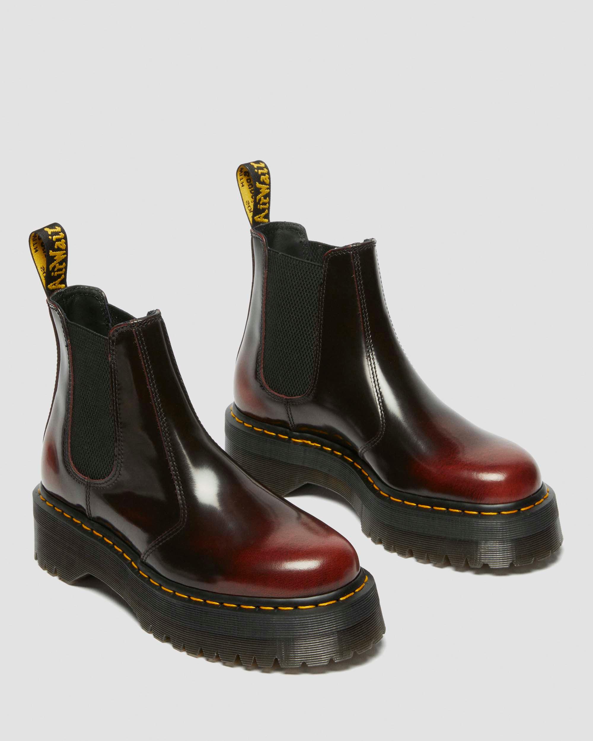 2976 Quad Arcadia Leather Platform Chelsea Boots in CHERRY RED