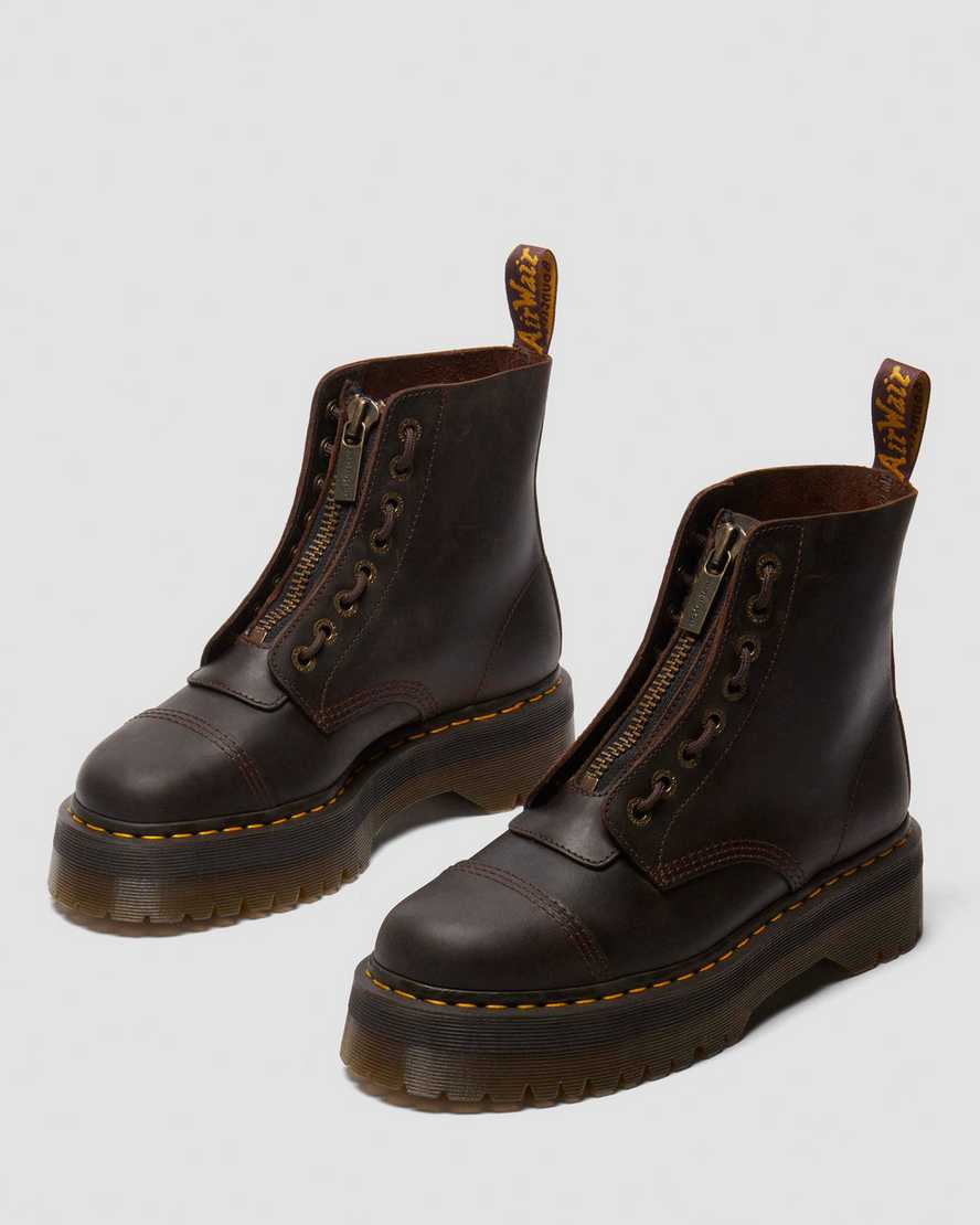 Dr. Martens' Sinclair Crazy Horse Leather Platform Boots In Brown