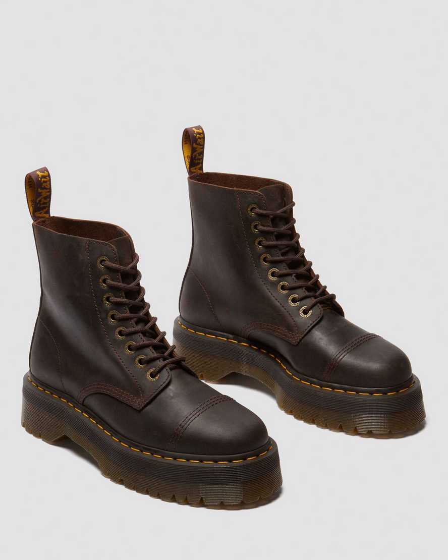 Dr. Martens' Sinclair Crazy Horse Leather Platform Boots In Brown