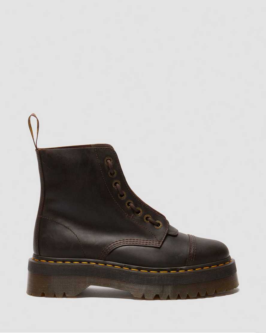 Dr. Martens' Sinclair Crazy Horse Leather Platform Boots In Brown