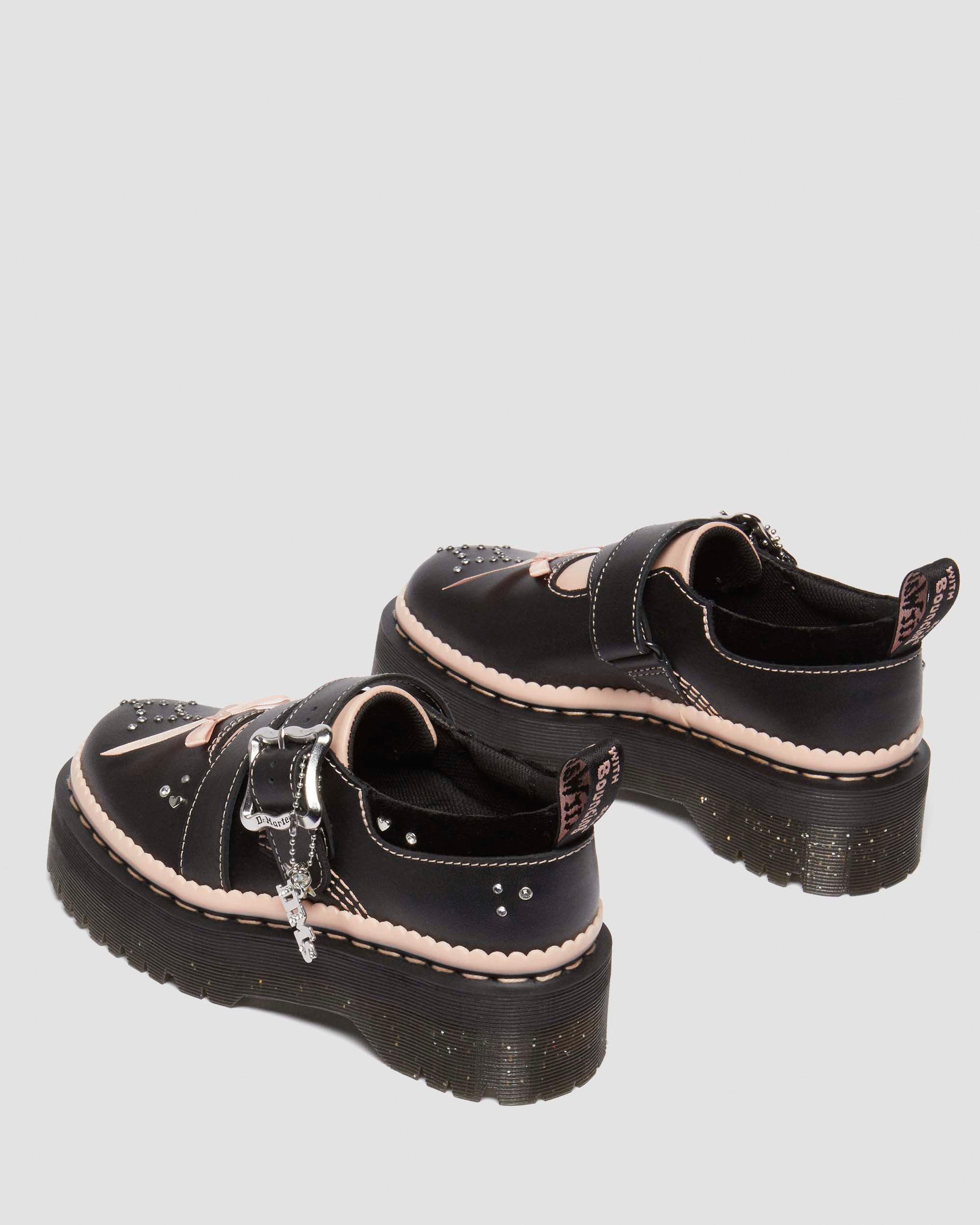 Kemsley leather buckle platform shoes in BLACK+POWDER PINK | Dr