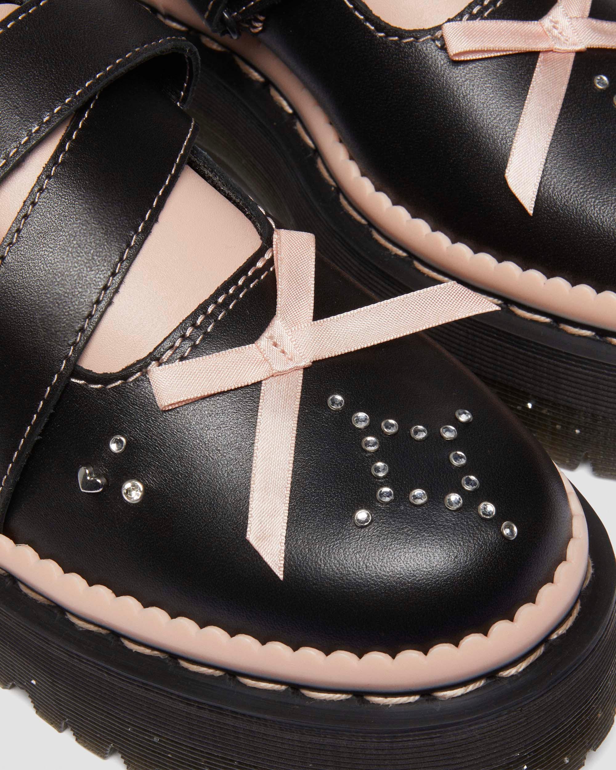 Kemsley leather buckle platform shoes in BLACK+POWDER PINK | Dr