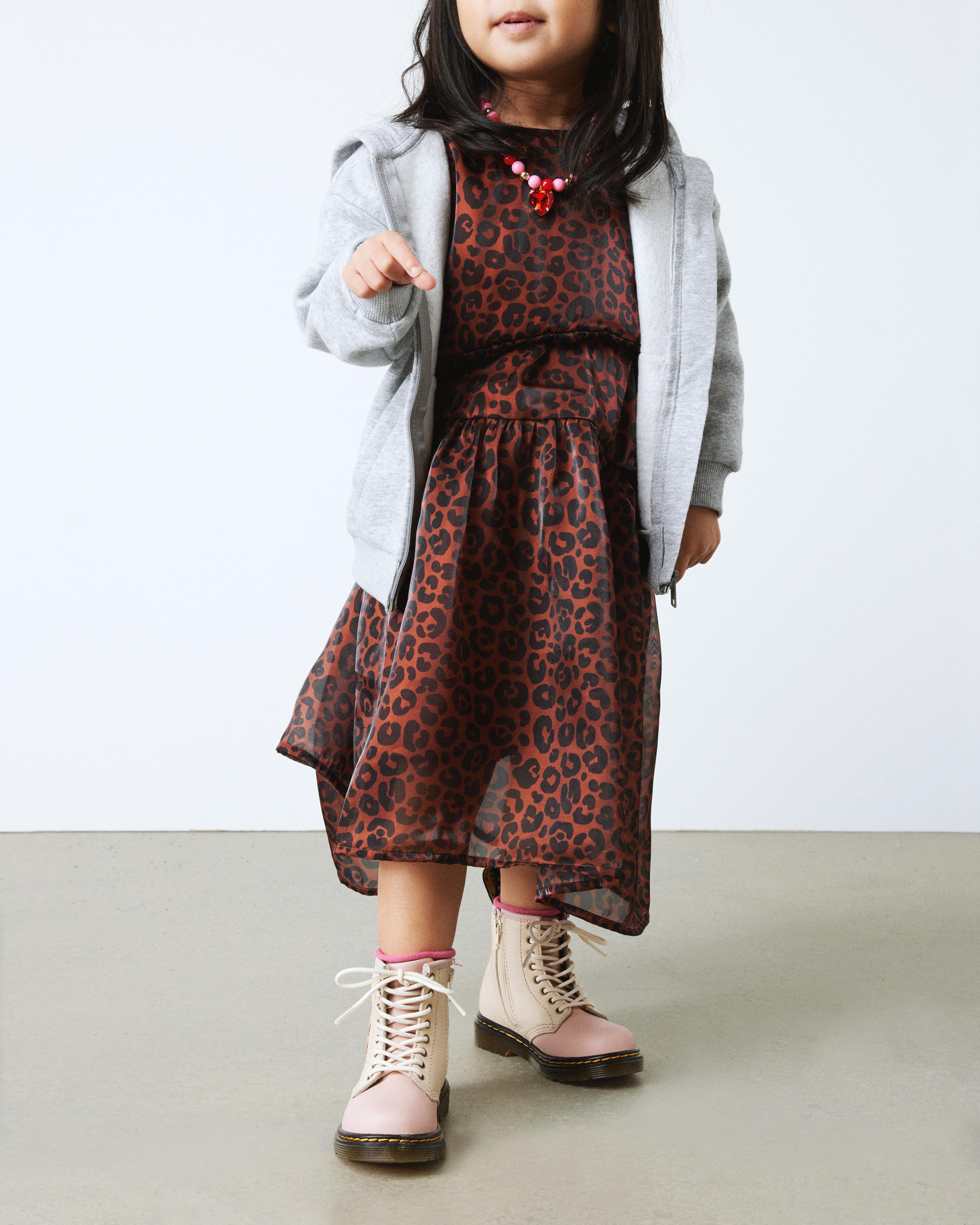 Toddler 1460 butterfly leather boots in Powder Pink+Cloud Cream