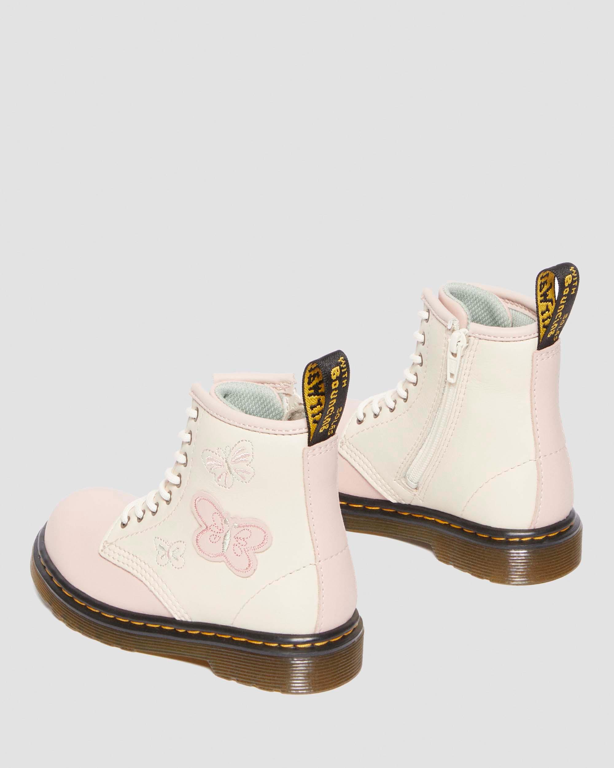 Toddler 1460 butterfly leather boots in Powder Pink+Cloud Cream
