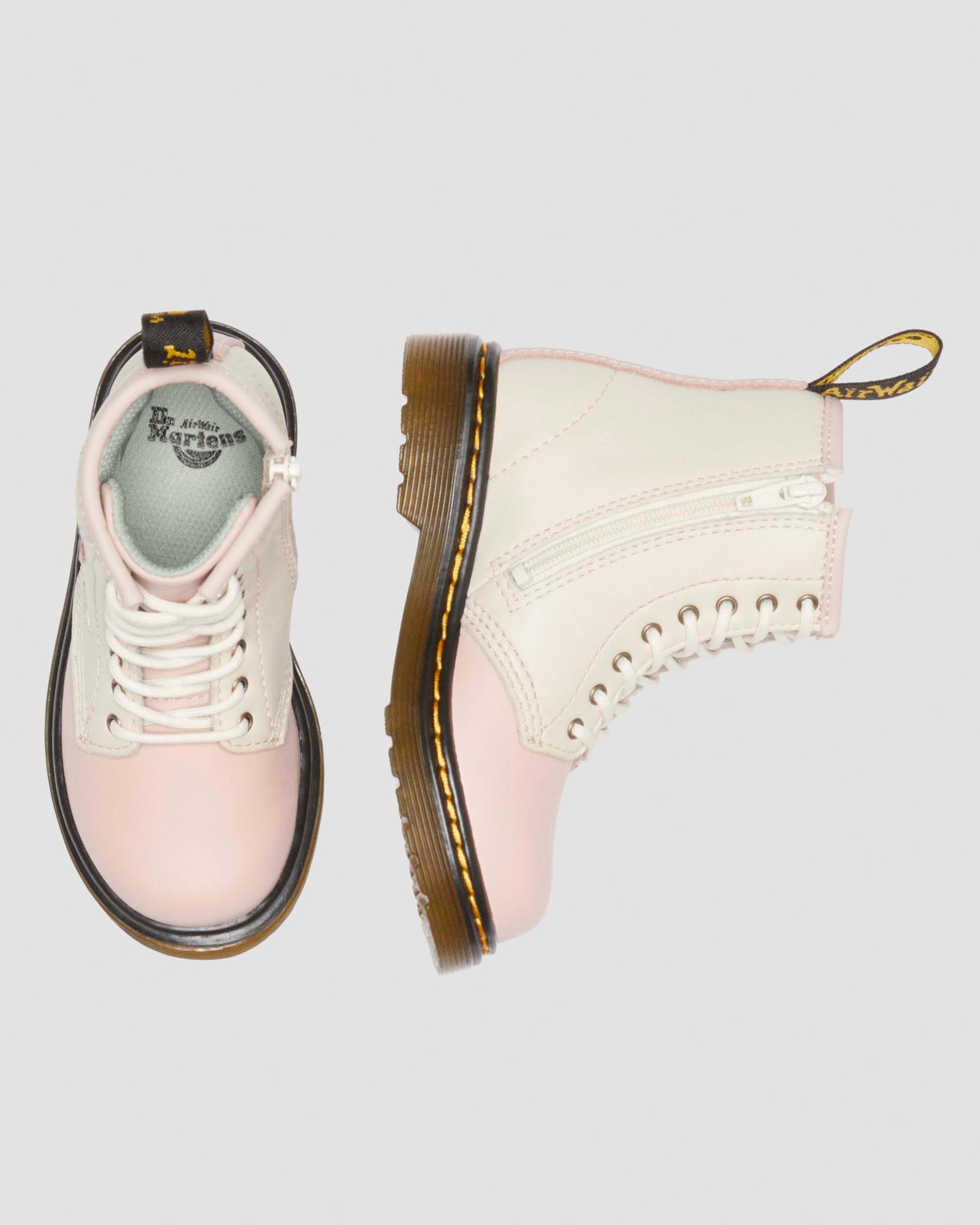 Toddler 1460 butterfly leather boots in Powder Pink+Cloud Cream