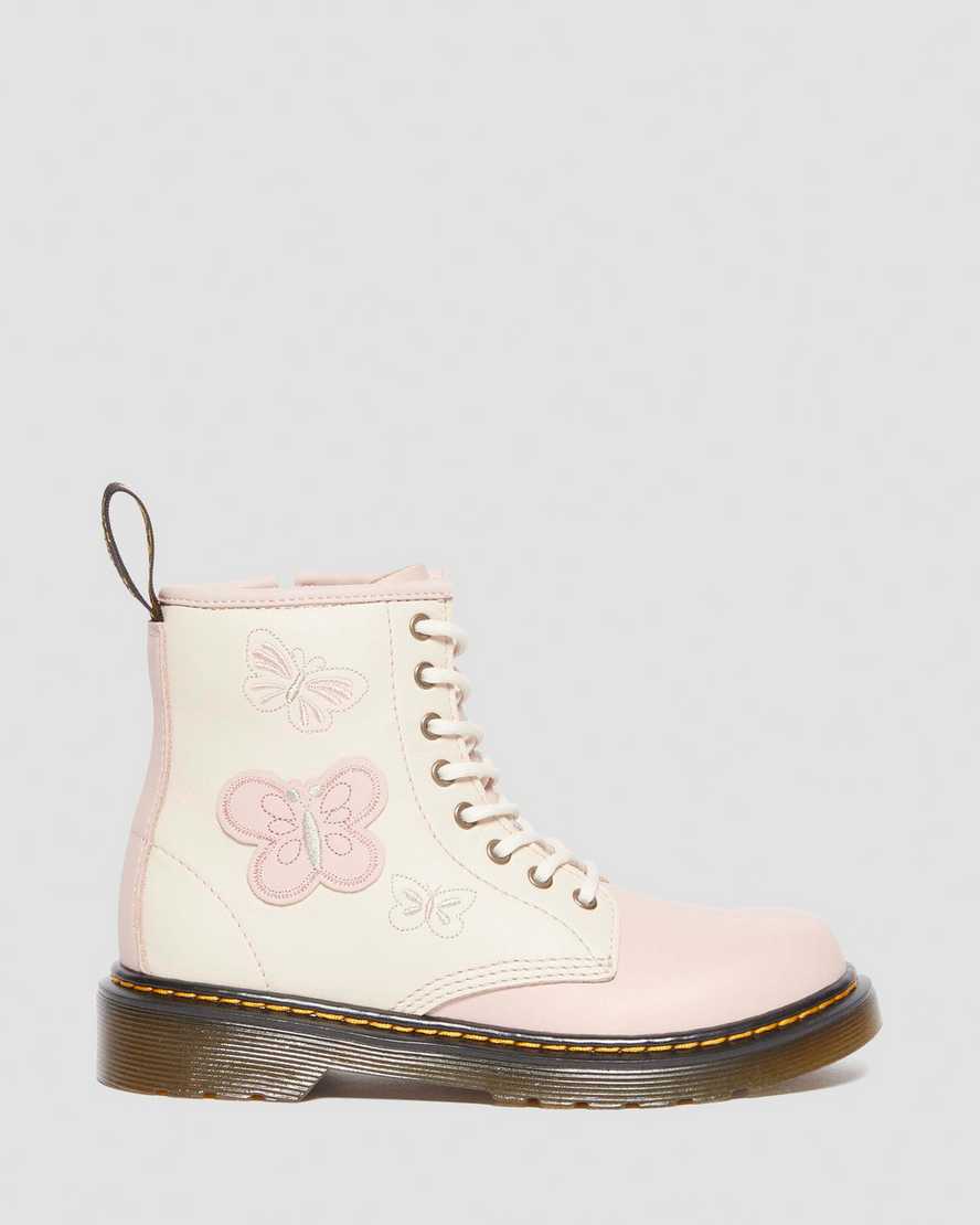 Dr. Martens' Junior 1460 Butterfly Leather Boots In Pink