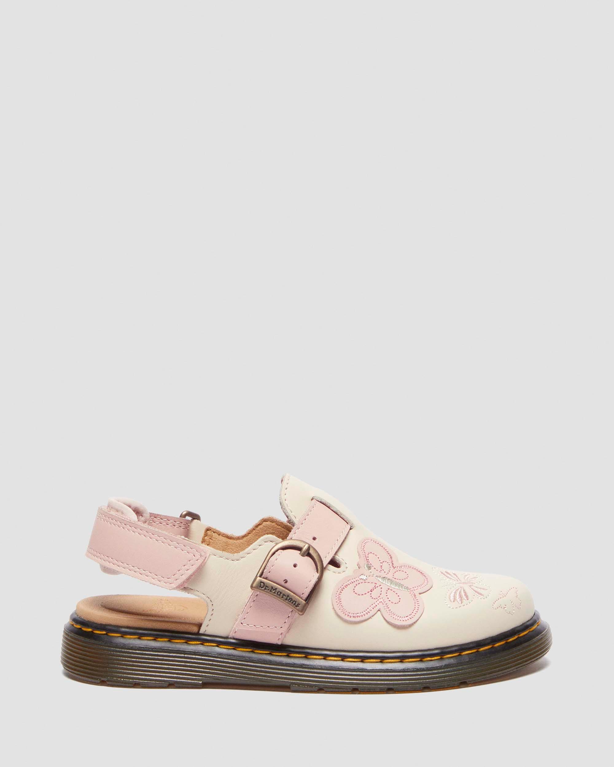Junior Jorgie leather mules in Cloud Cream+Powder Pink