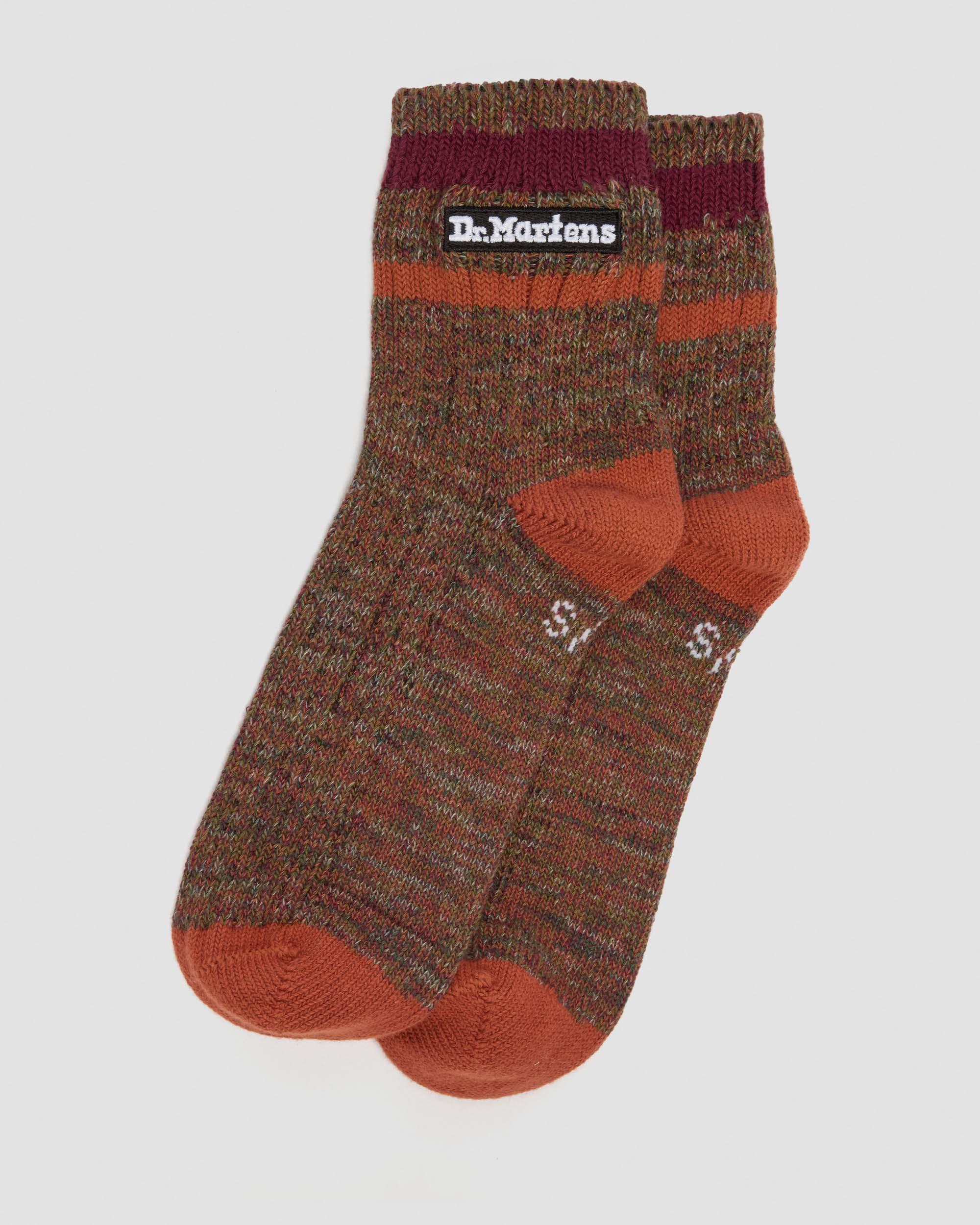 Dr. Martens Short Marl Cotton Blend Socks In Brown