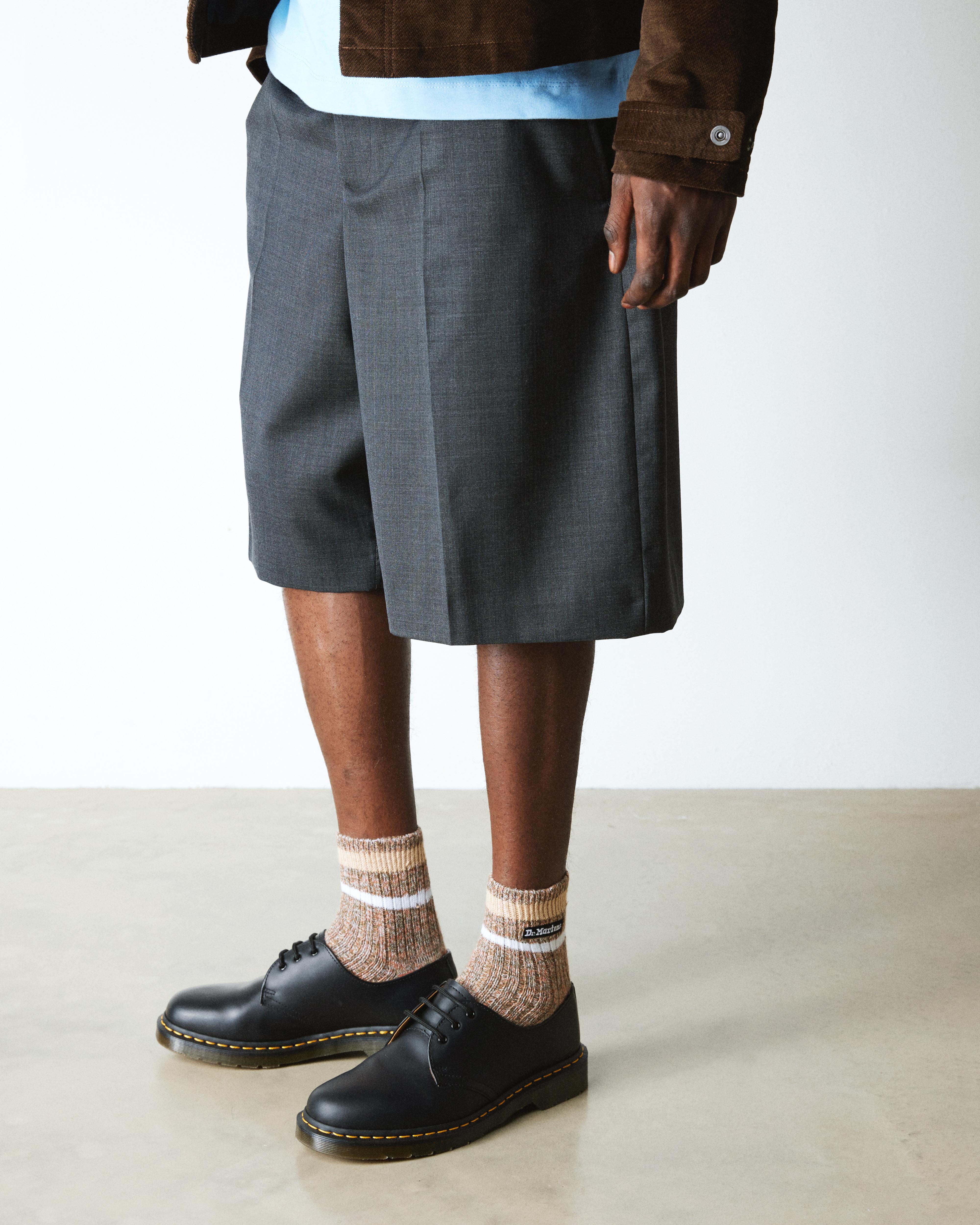 Short Marl Cotton Blend Socks in Olive
