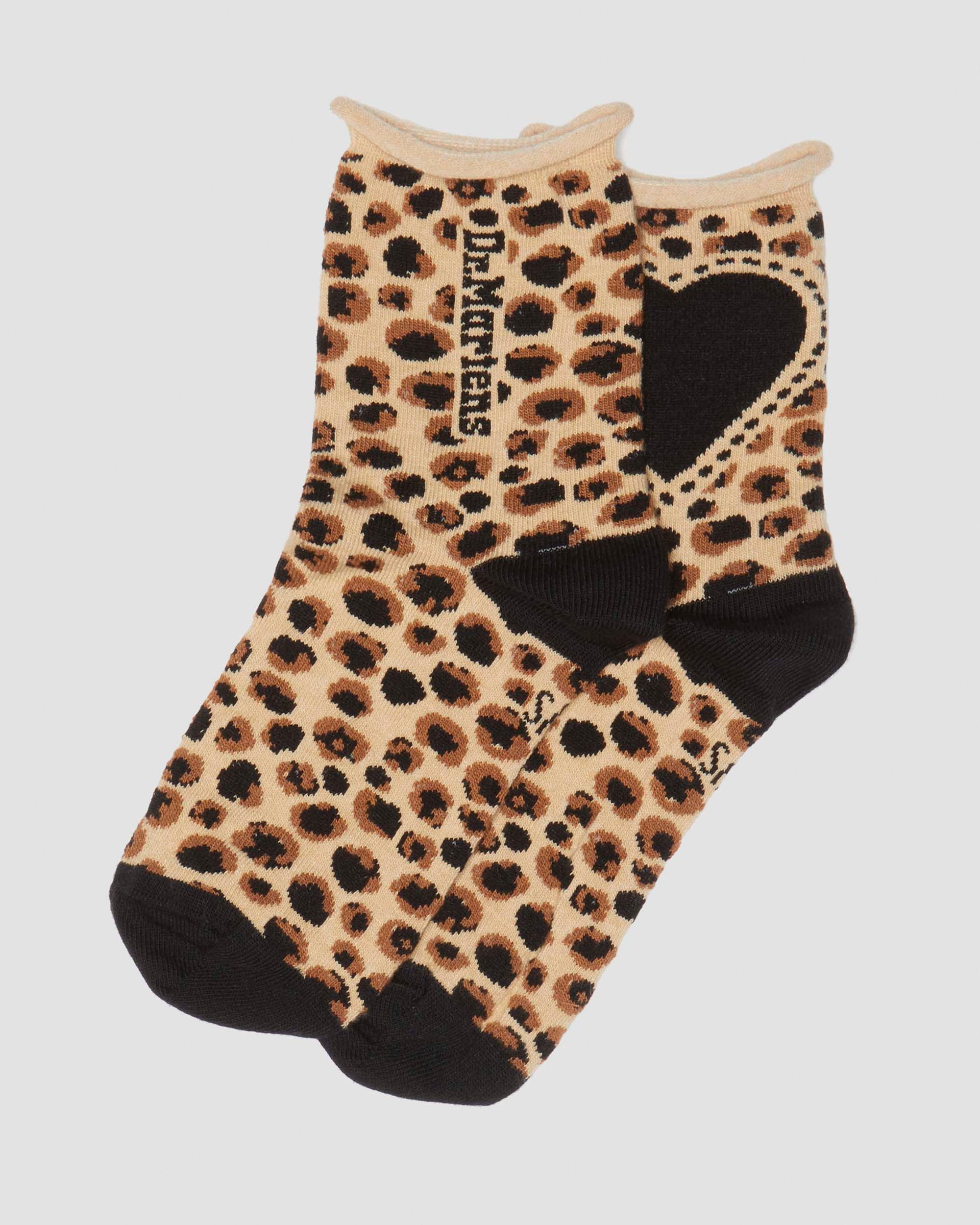 Calcetines de mezcla de algodón Leopard Heart   in Cámel Claro
