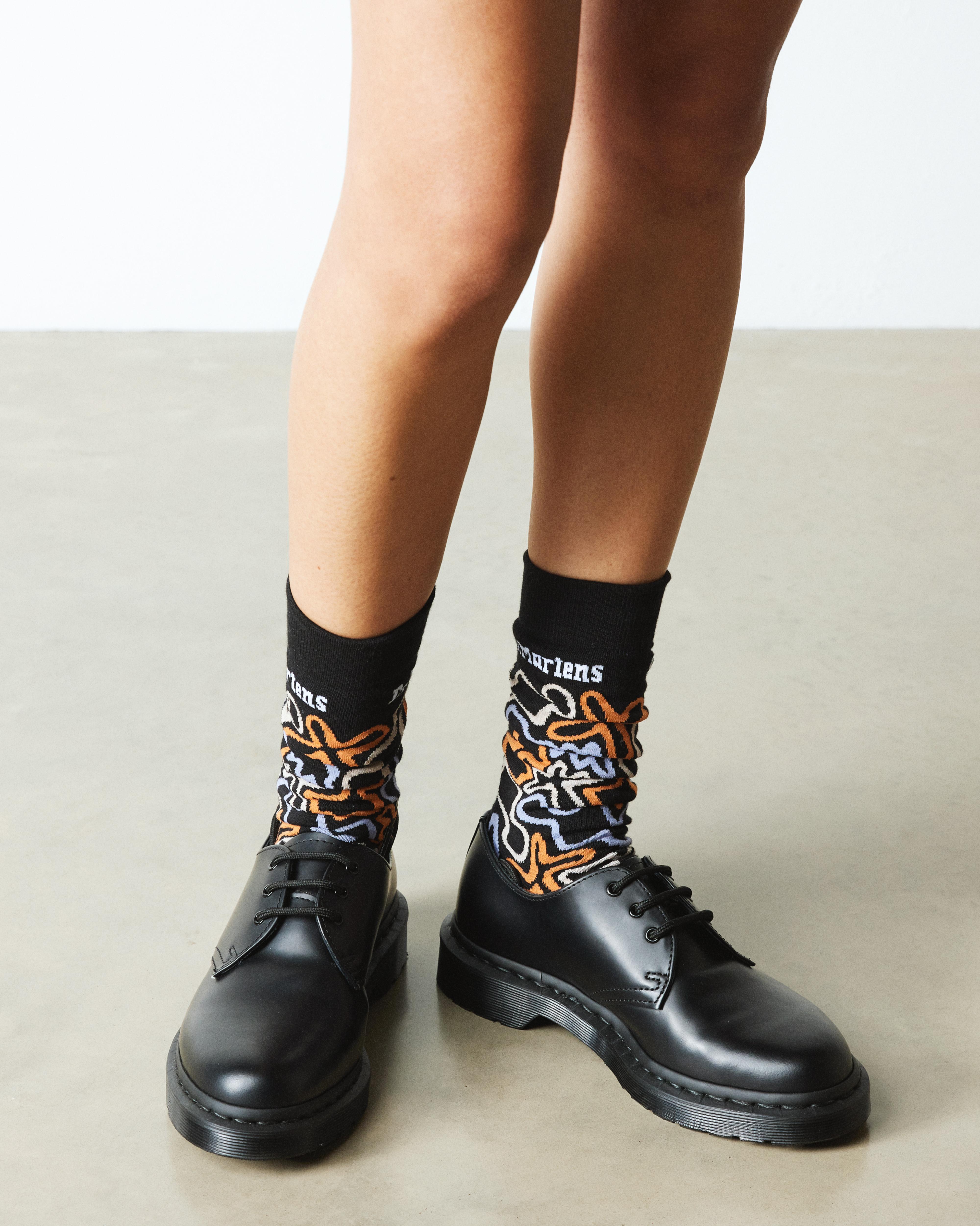 Soundwaves Cotton Blend Socks in Noir+Multi