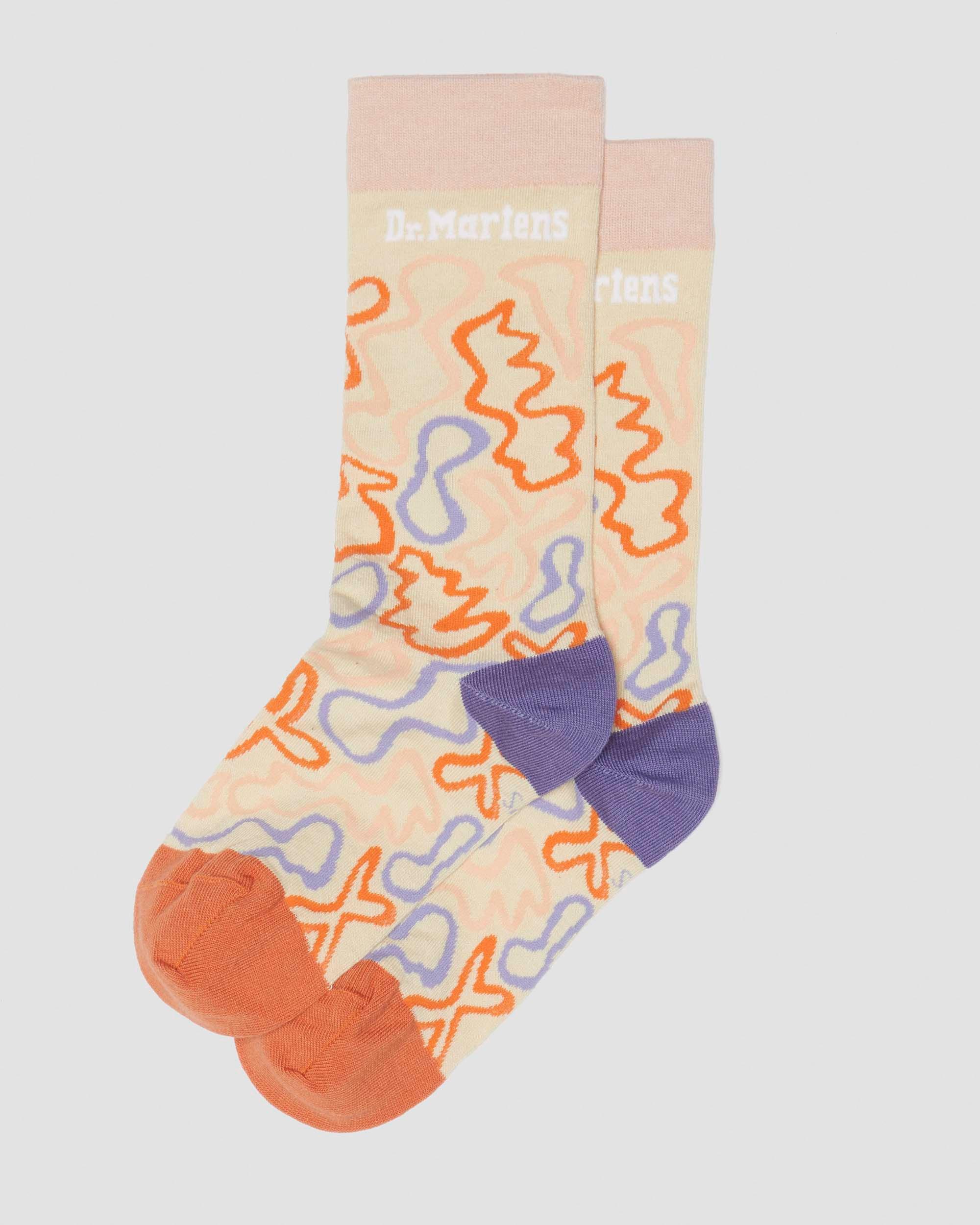 Soundwaves Cotton Blend Socks in Cloud Cream+Multi
