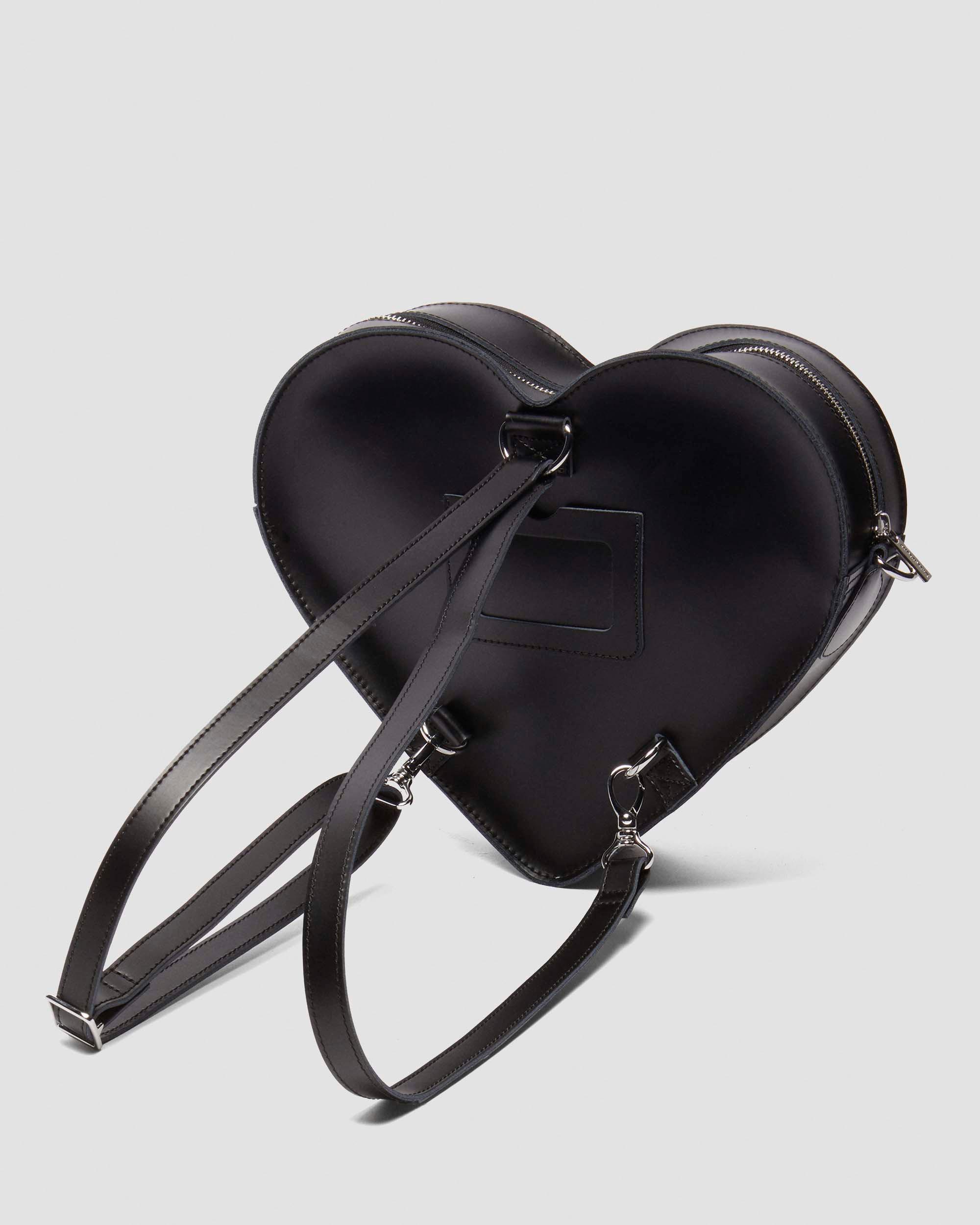 Leopard Hair-On Kiev Leather Heart Shaped Bag in Black | Dr. Martens