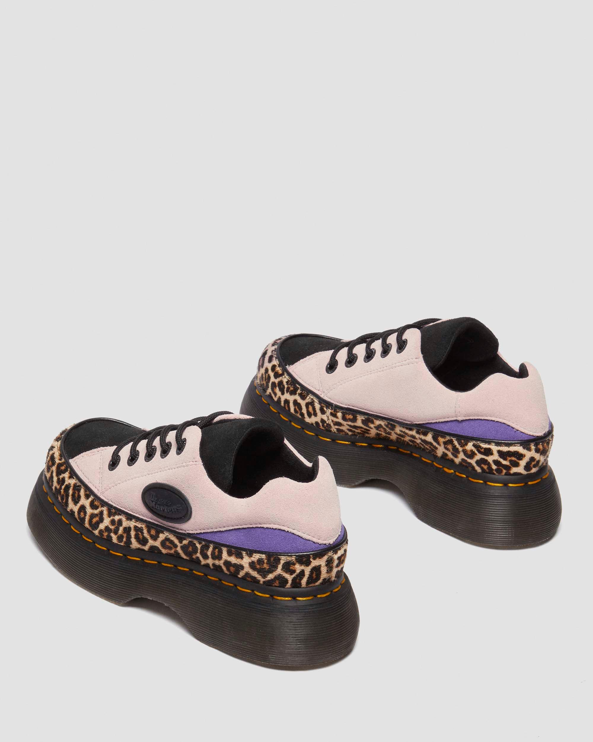 Scarpe Buzz a 5 occhielli in camoscio e pelle leopardata in Ambrato Chiaro+Rosa Confetto